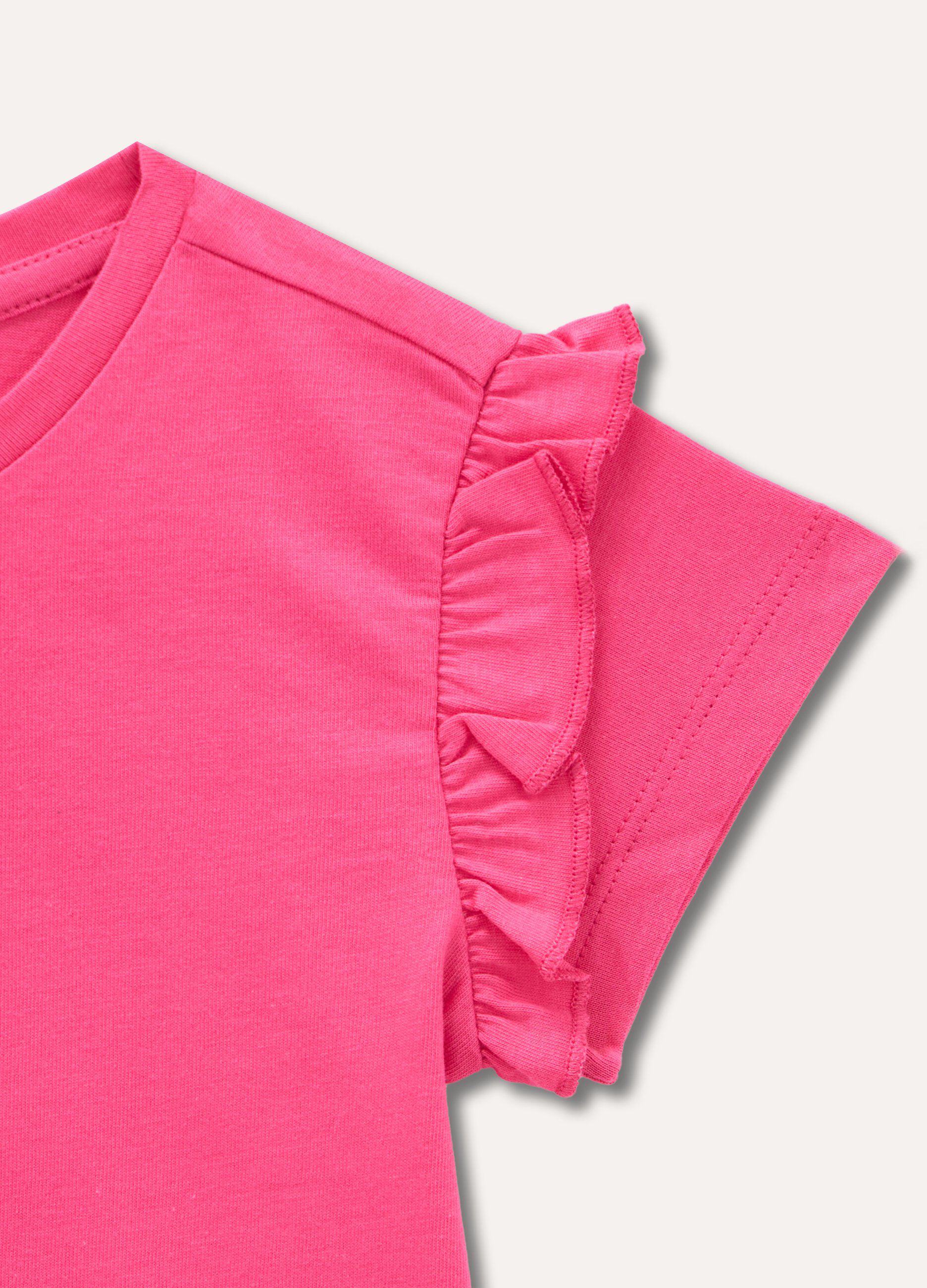 T-shirt in puro cotone con rouches bambina_1