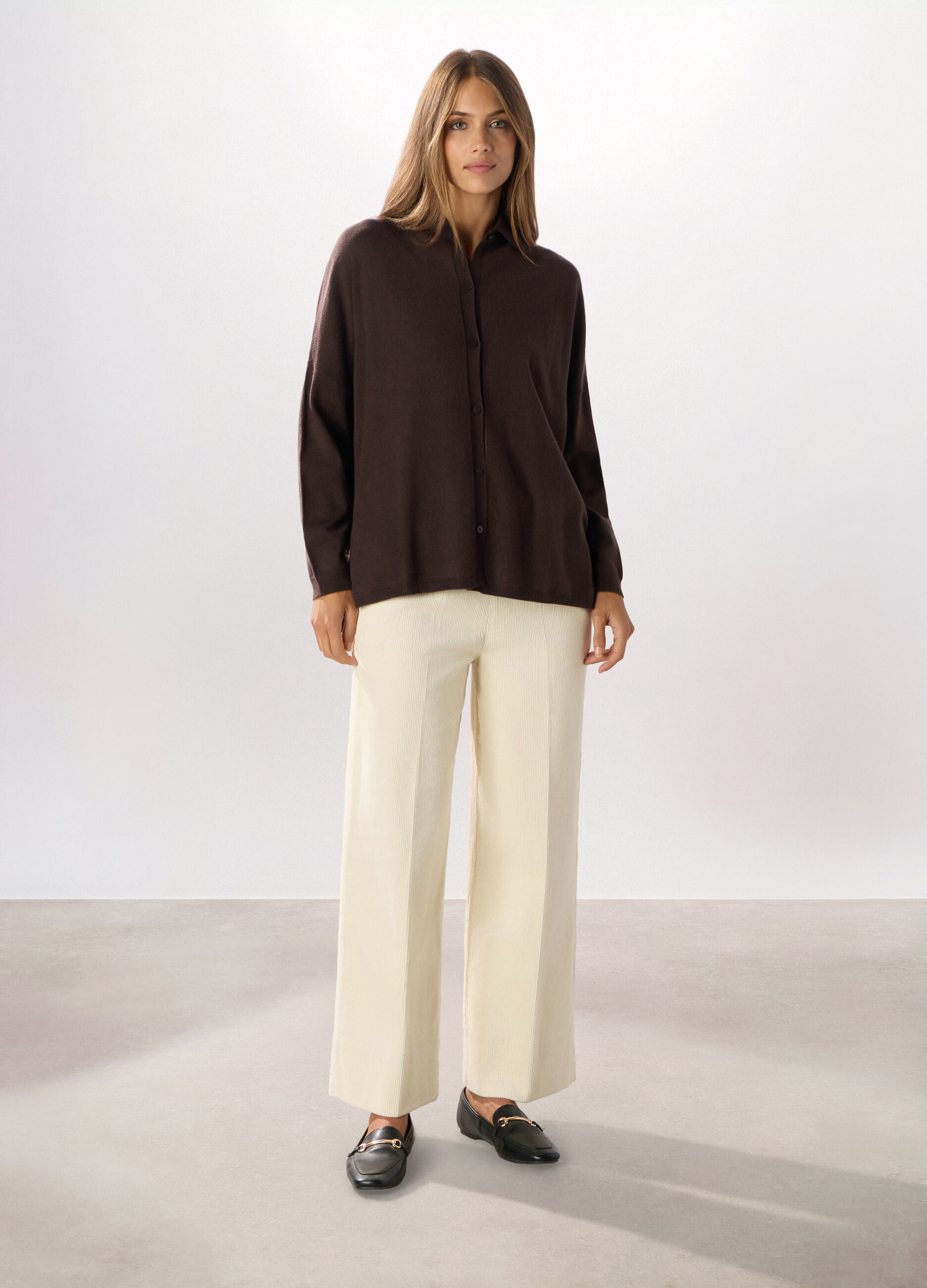 Pantaloni palazzo in velluto a coste donna_0