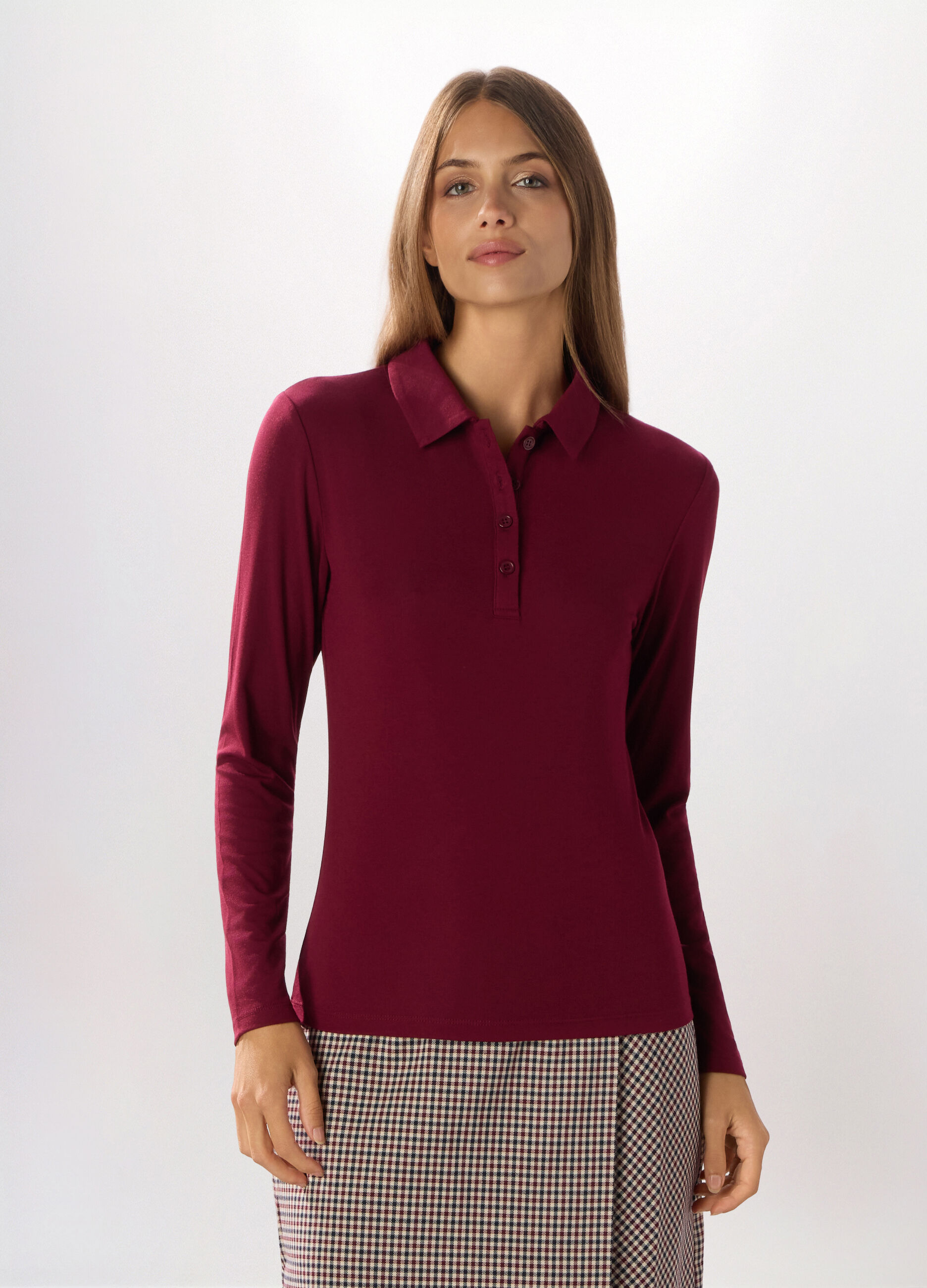 Polo in costina misto lana donna_0