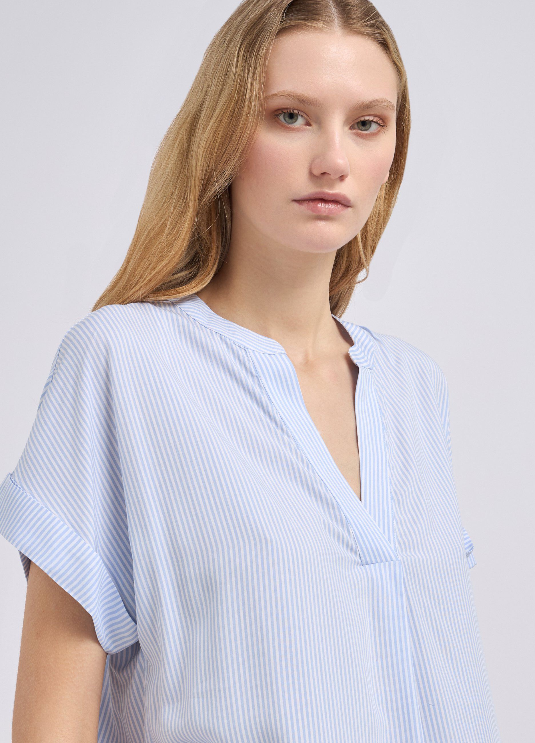 Blusa in pura viscosa a righe donna_2