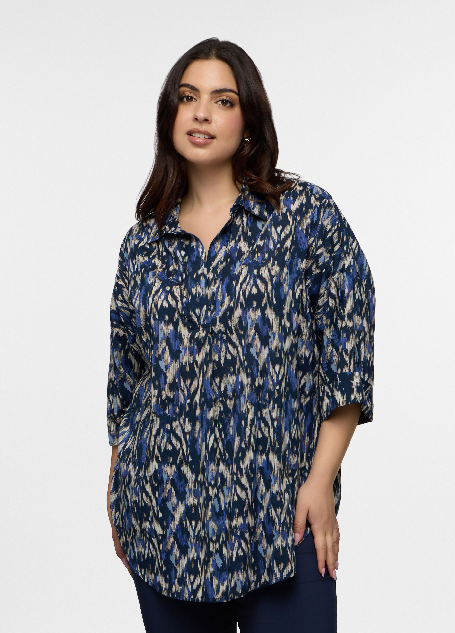Blusa Fit Over in pura viscosa donna curvy_0