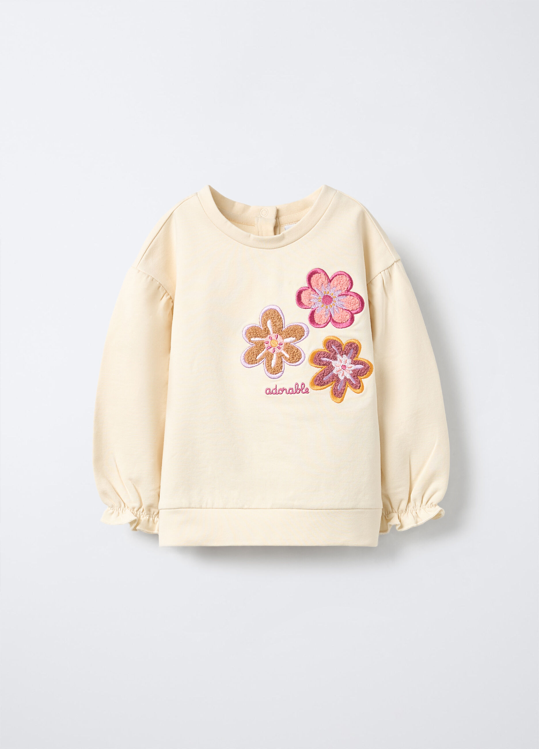 Felpa girocollo in cotone garzato stretch bimba_0