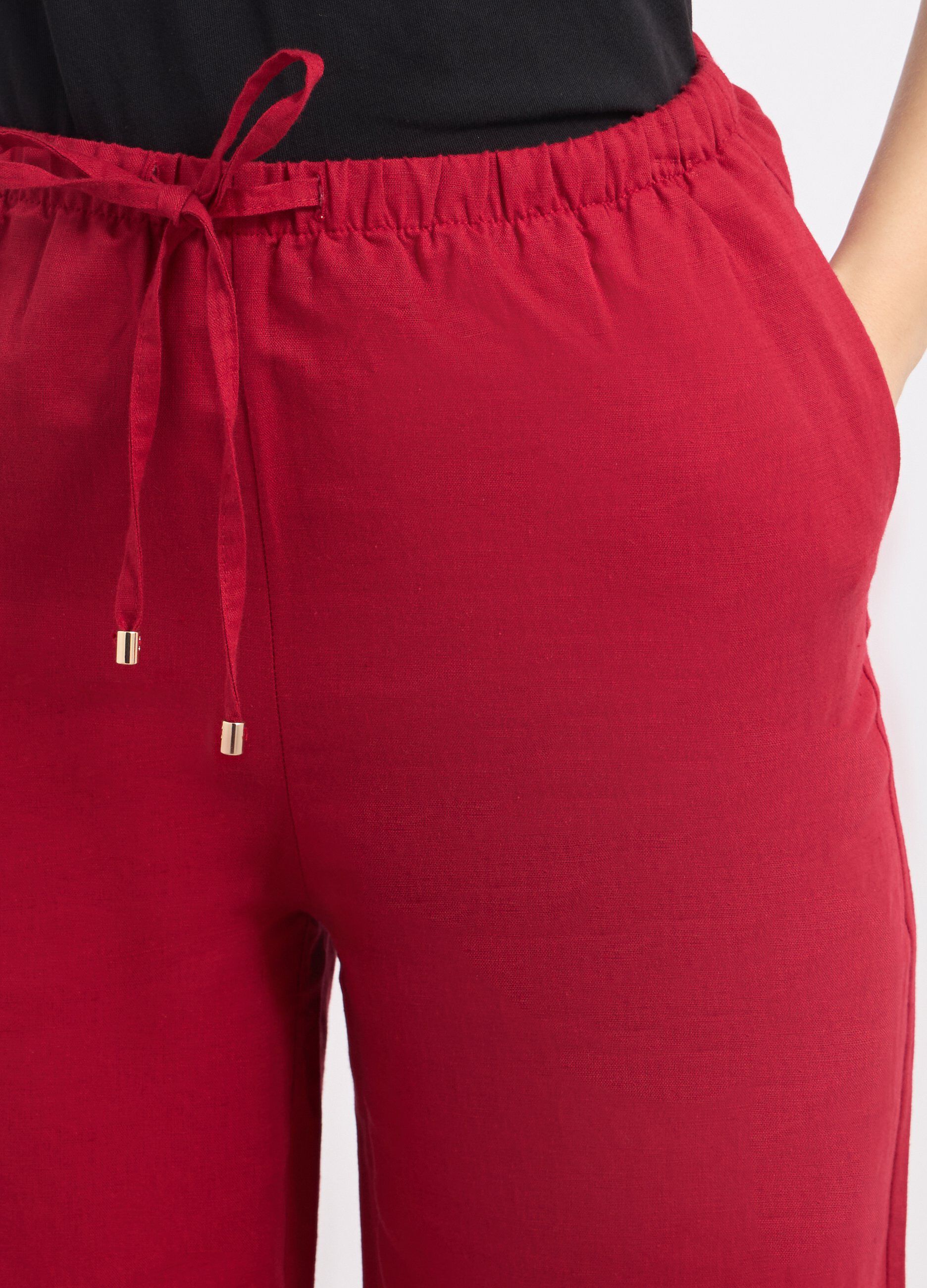 Pantaloni in misto lino donna_2
