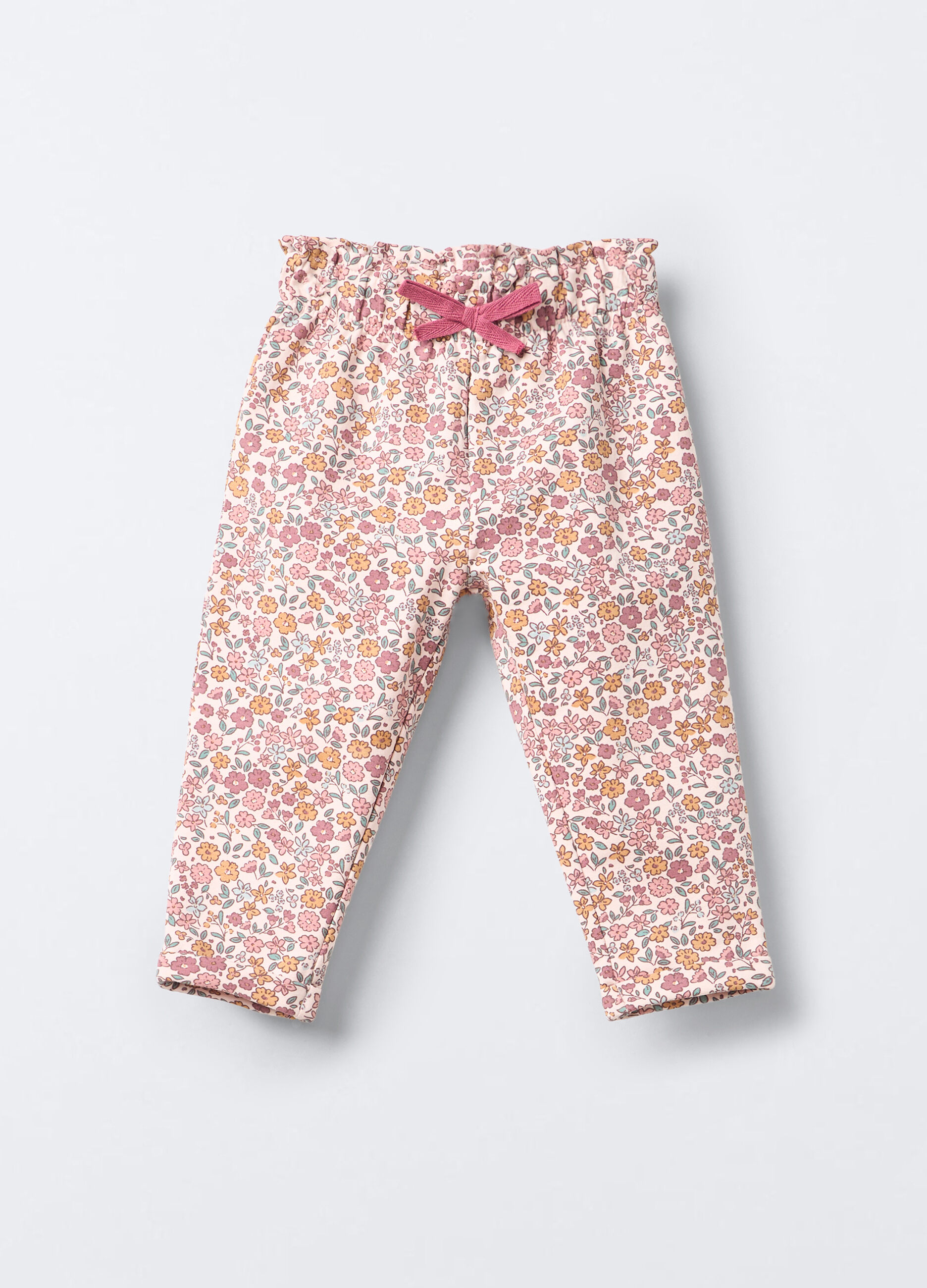 Jogger in cotone garzato stretch bimba_0