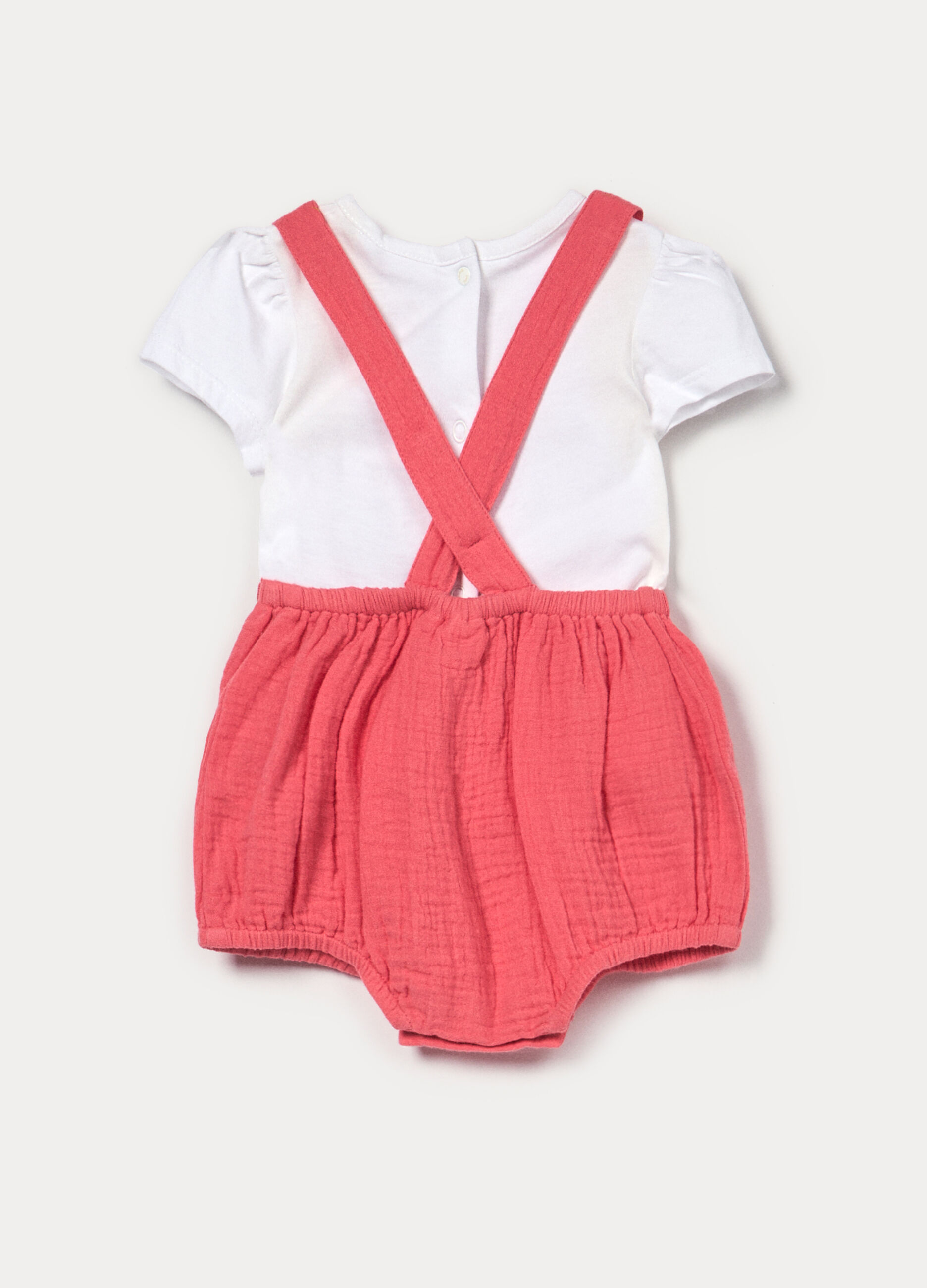 Set t-shirt + salopette in puro cotone neonata_1