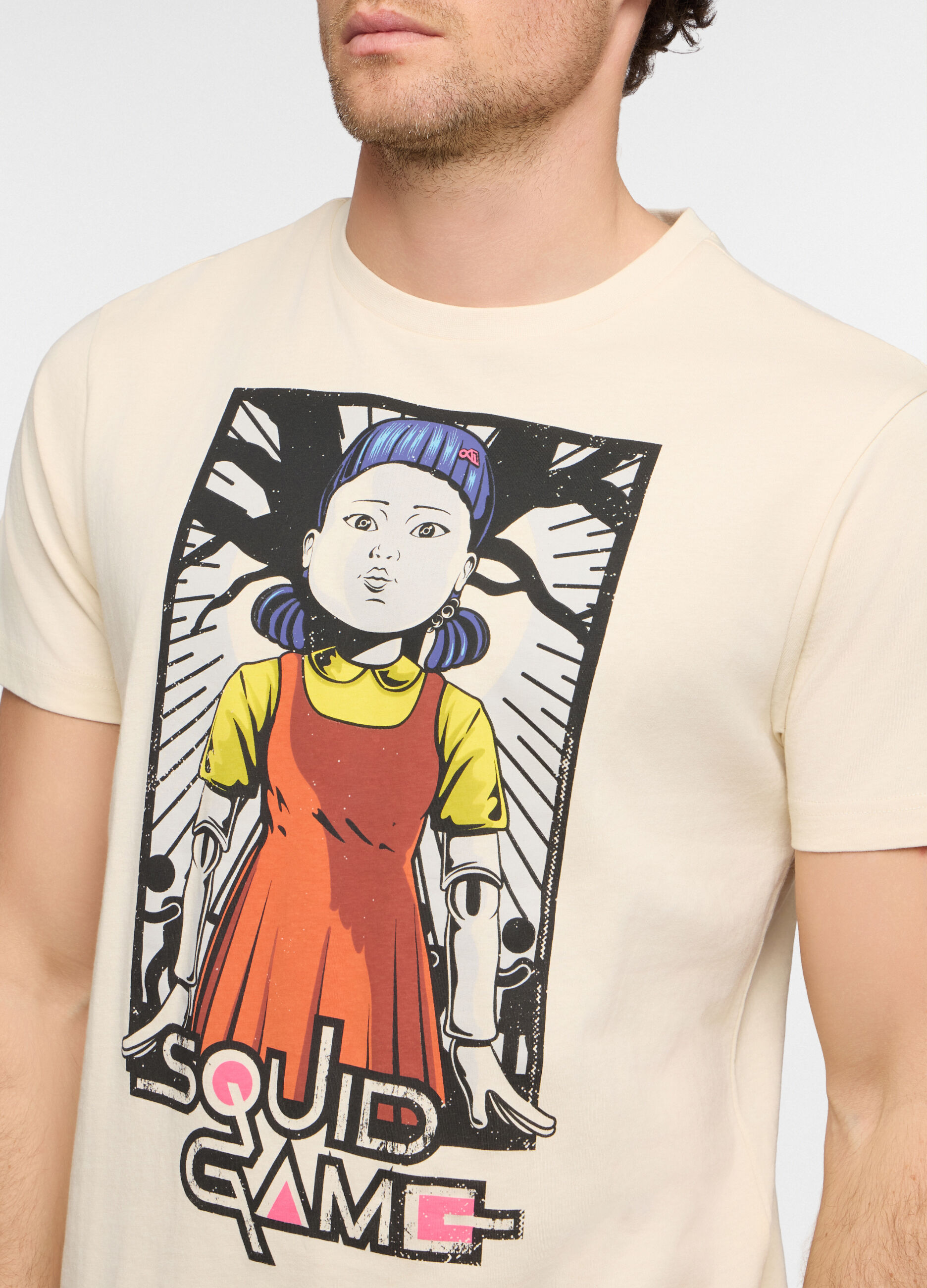 T-shirt girocollo con stampa Squid Game uomo