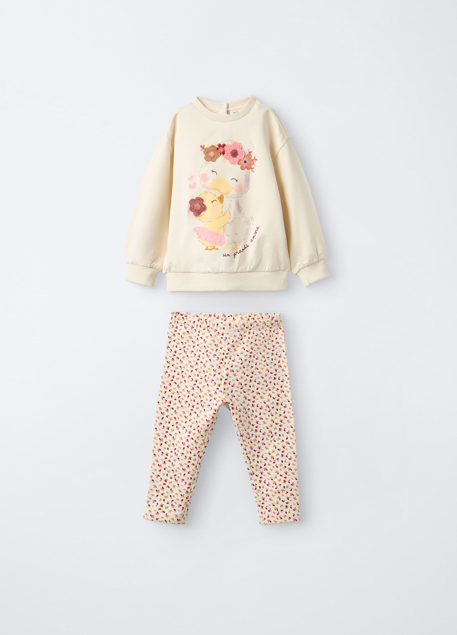 Jogging set in cotone garzato stretch bimba_0