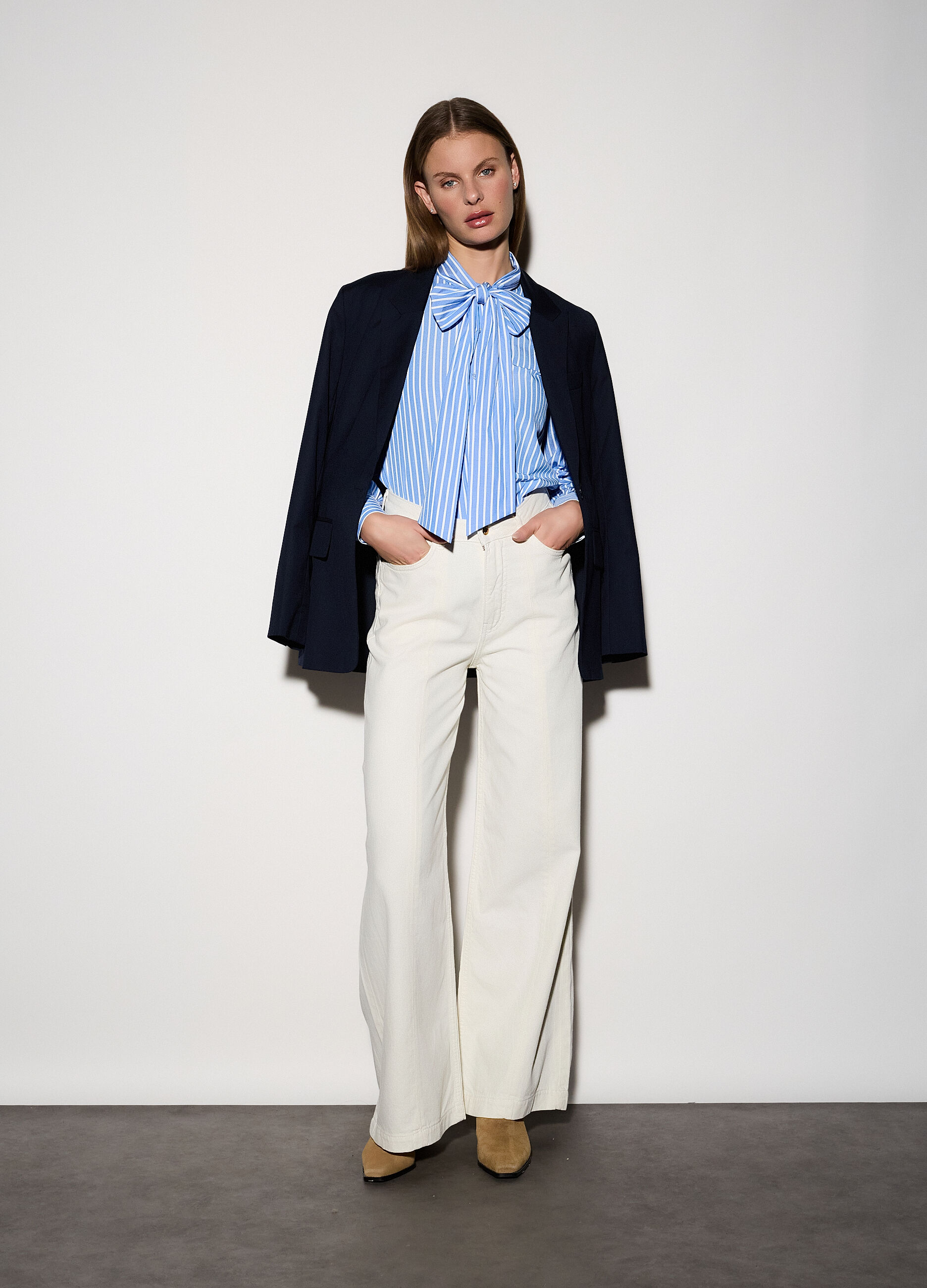 Camicia regular fit con fiocco donna_0