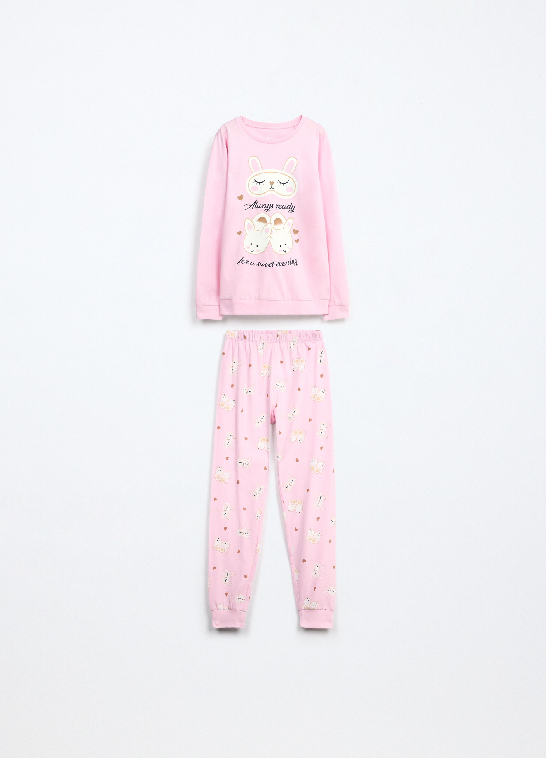 Set pigiama lungo in jersey di puro cotone bambina_0