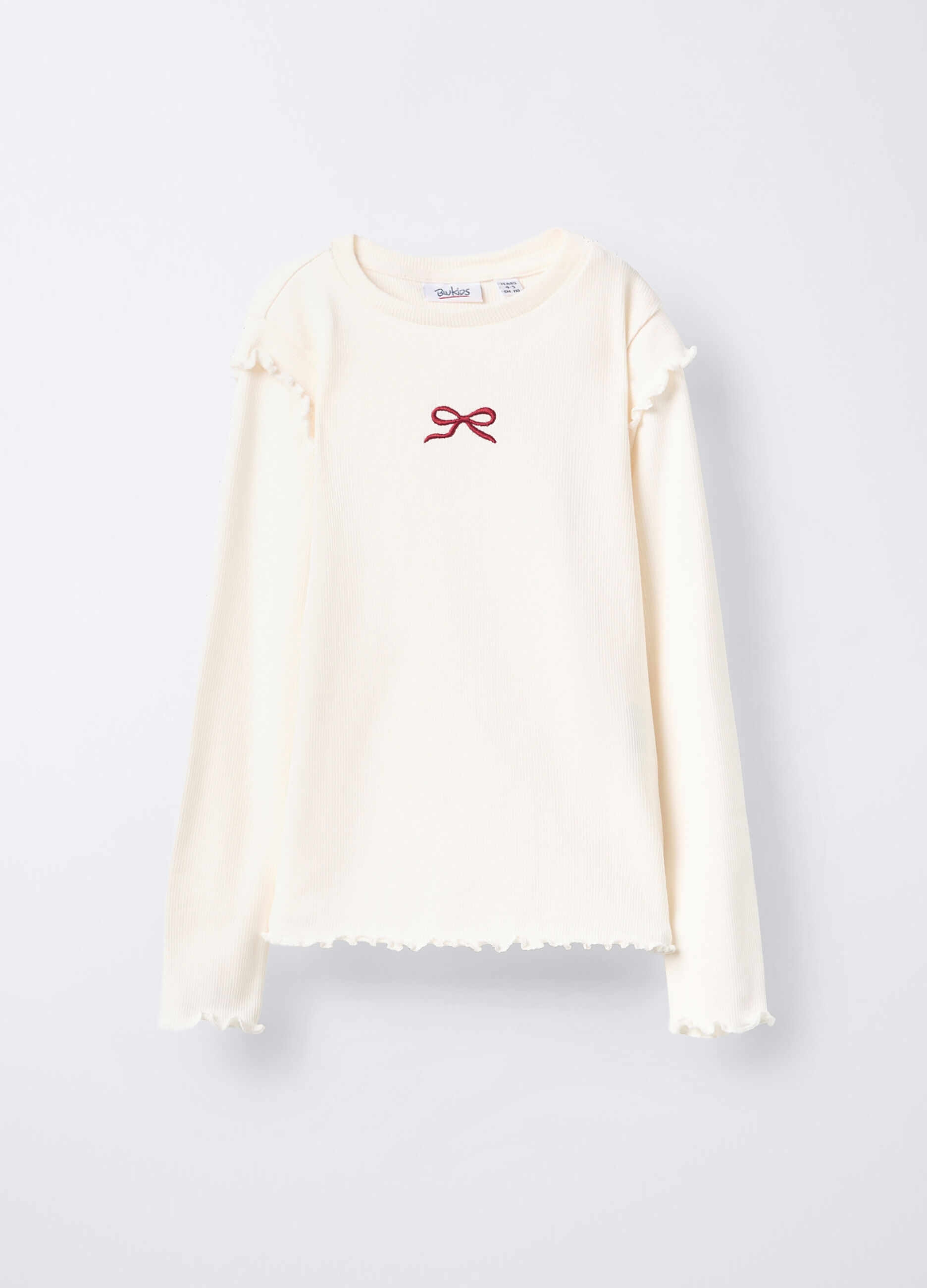 T-shirt Fit Slim in costina di cotone stretch bambina_0