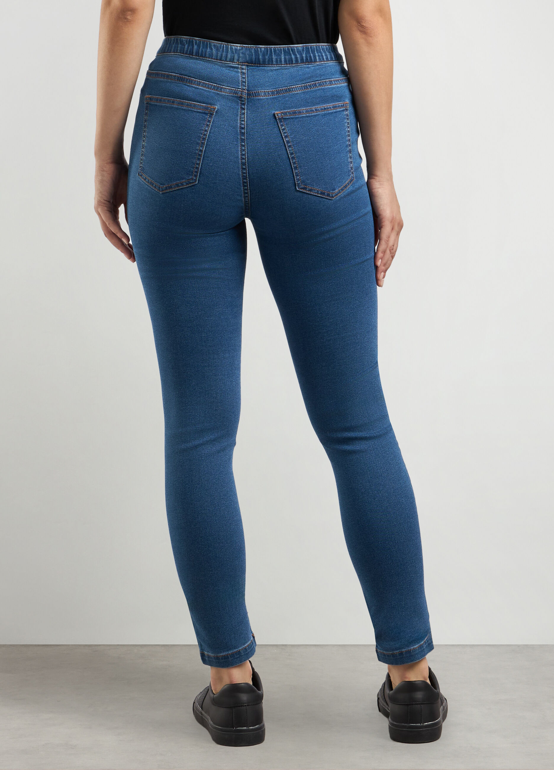Jeggings in denim di misto cotone stretch donna_1