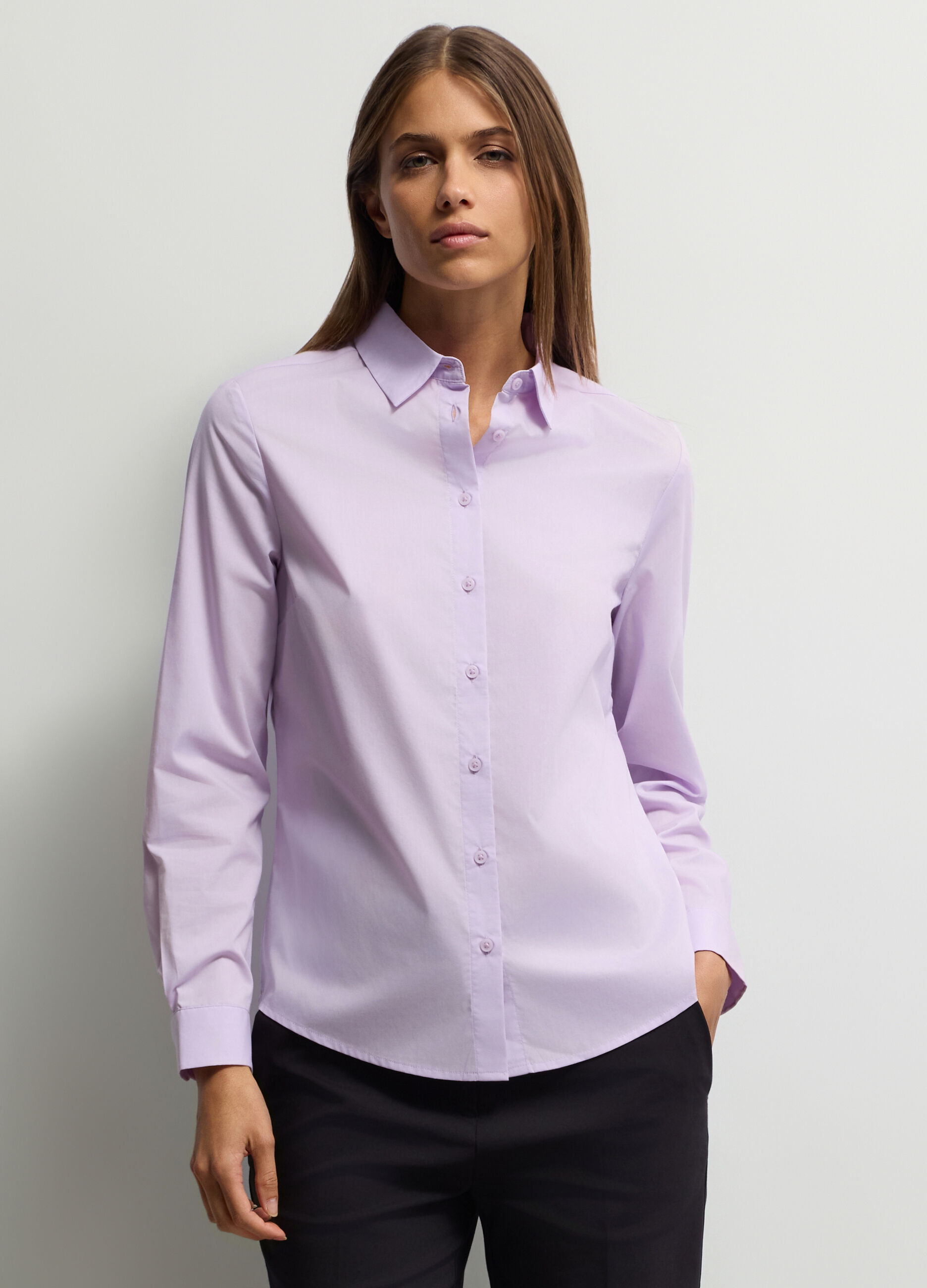 Camicia Fit Slim con colletto alla francese in poli-cotton donna