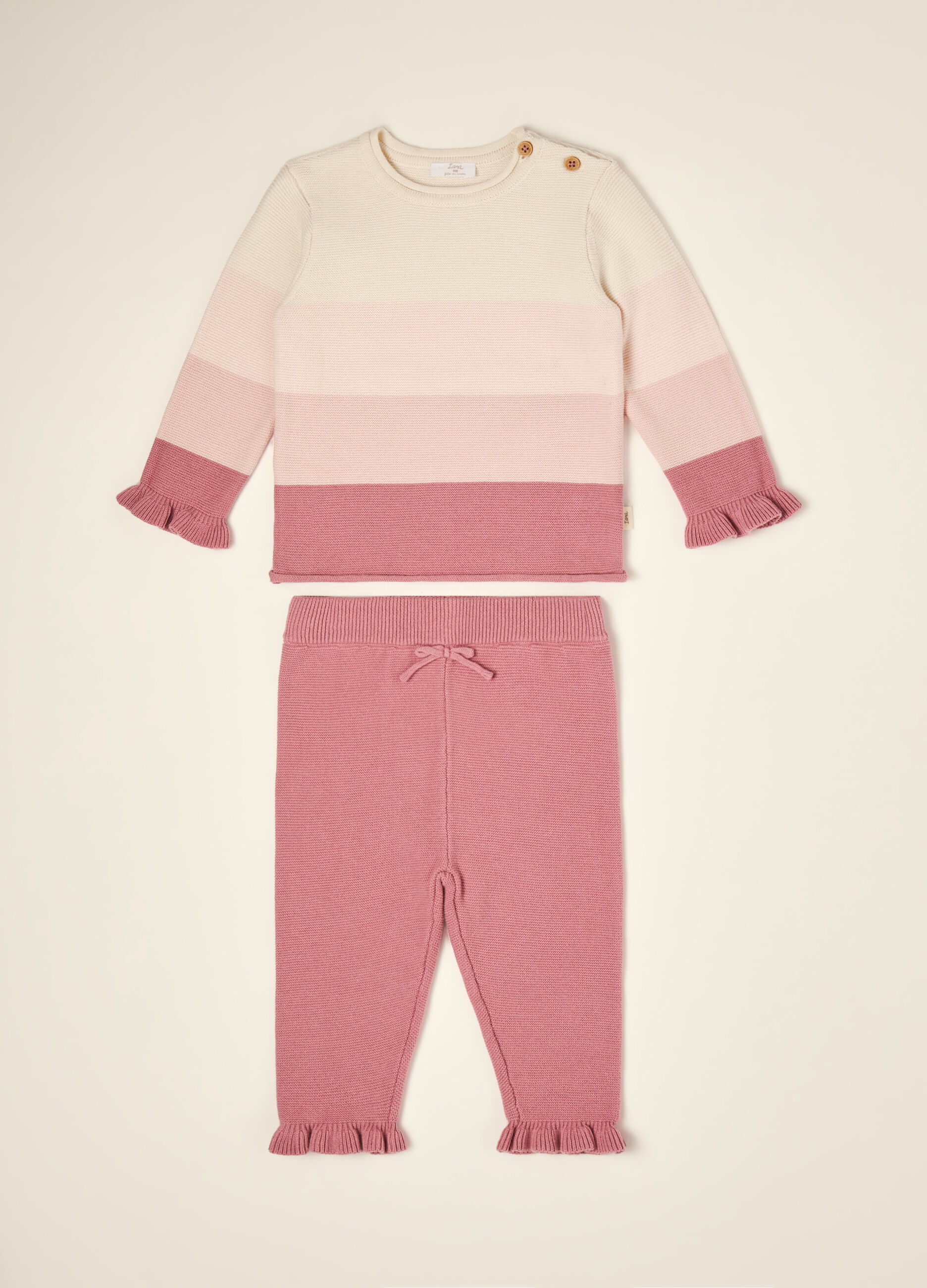 Completo rosa in puro cotone con maglia e pantaloni_0