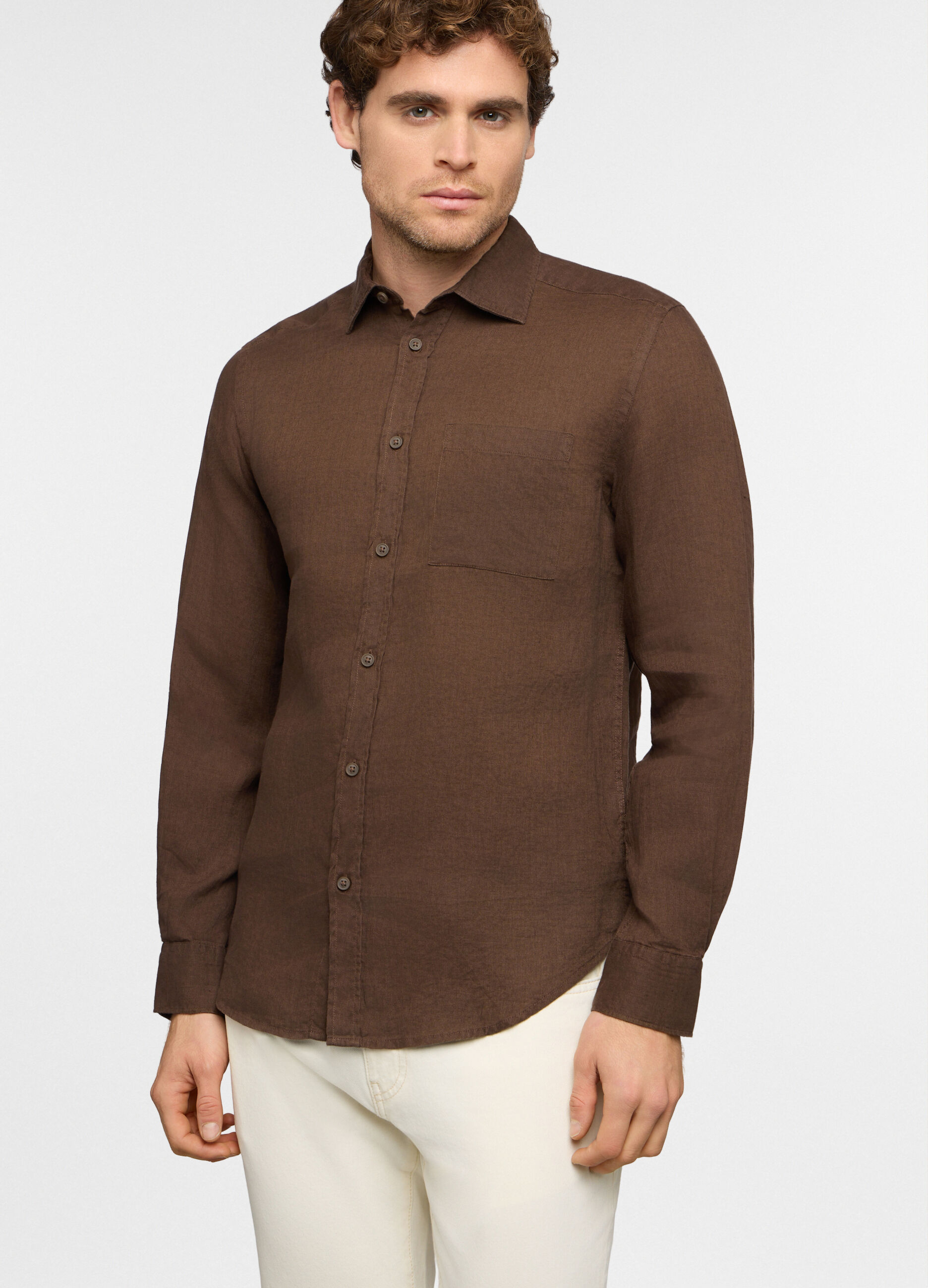 Camicia regular fit in lino uomo_0
