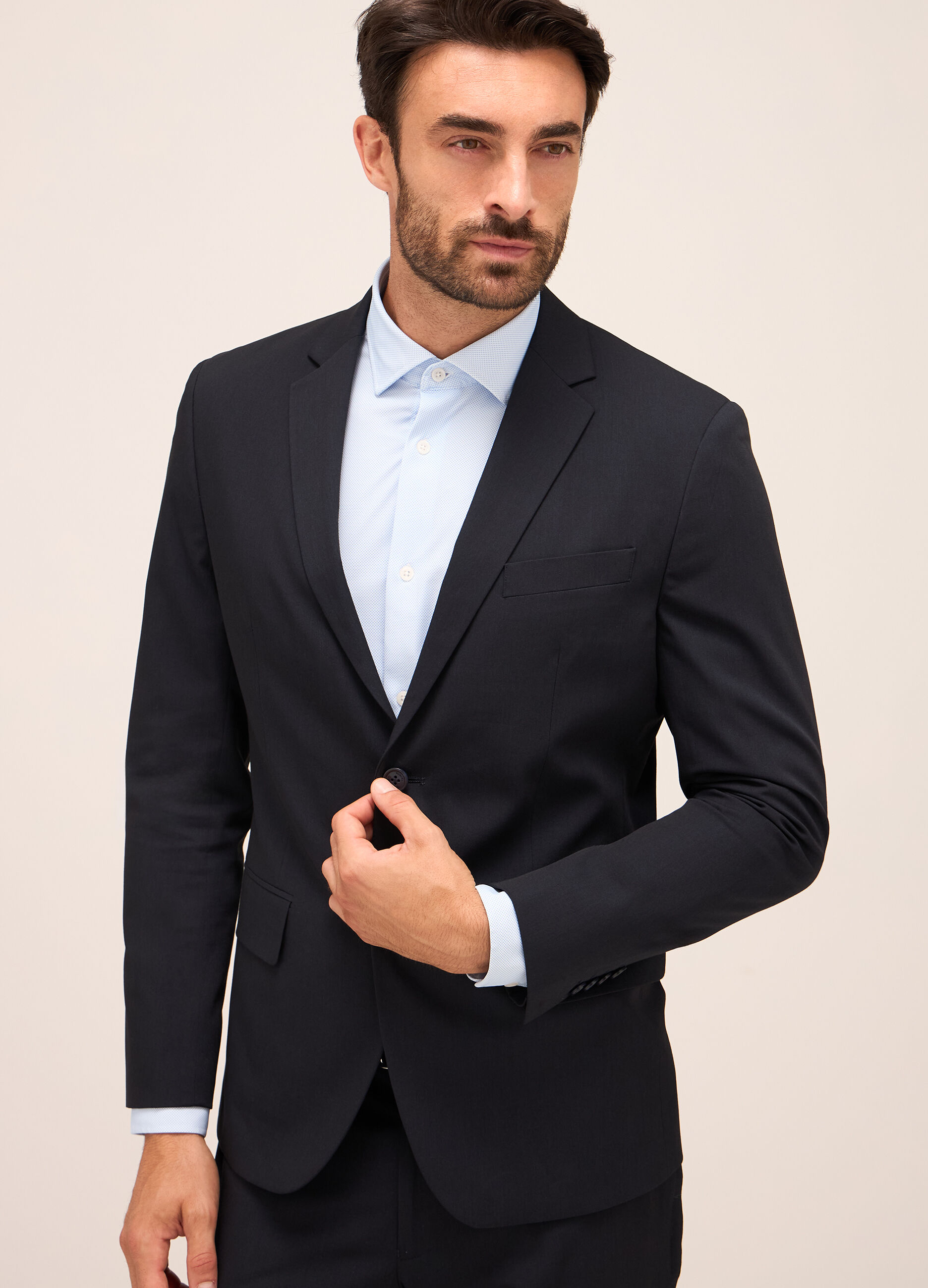 Blazer a due bottoni in tessuto stretch uomo_2