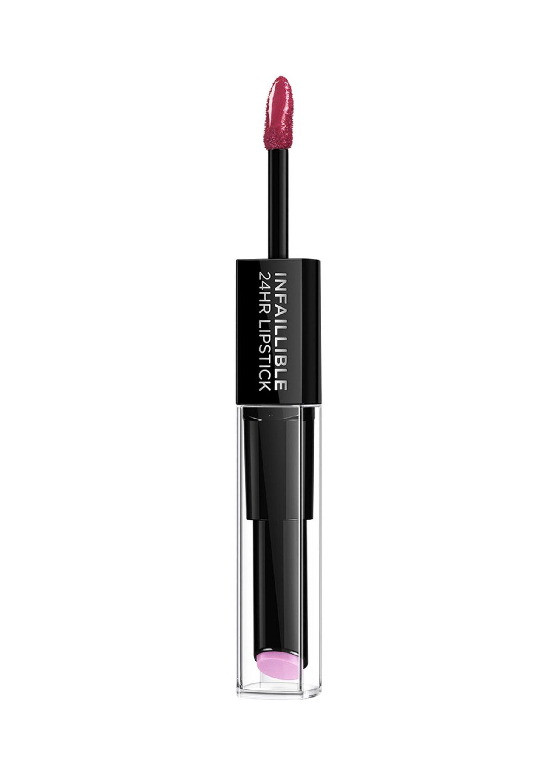 L'Oréal Paris Rossetto Balsamo 2in1 Infaillible 2 Step 24H, Rossetto a Lunga Tenuta, Balsamo Idratante, Effetto No Transfer, 214 Raspberry For Life.