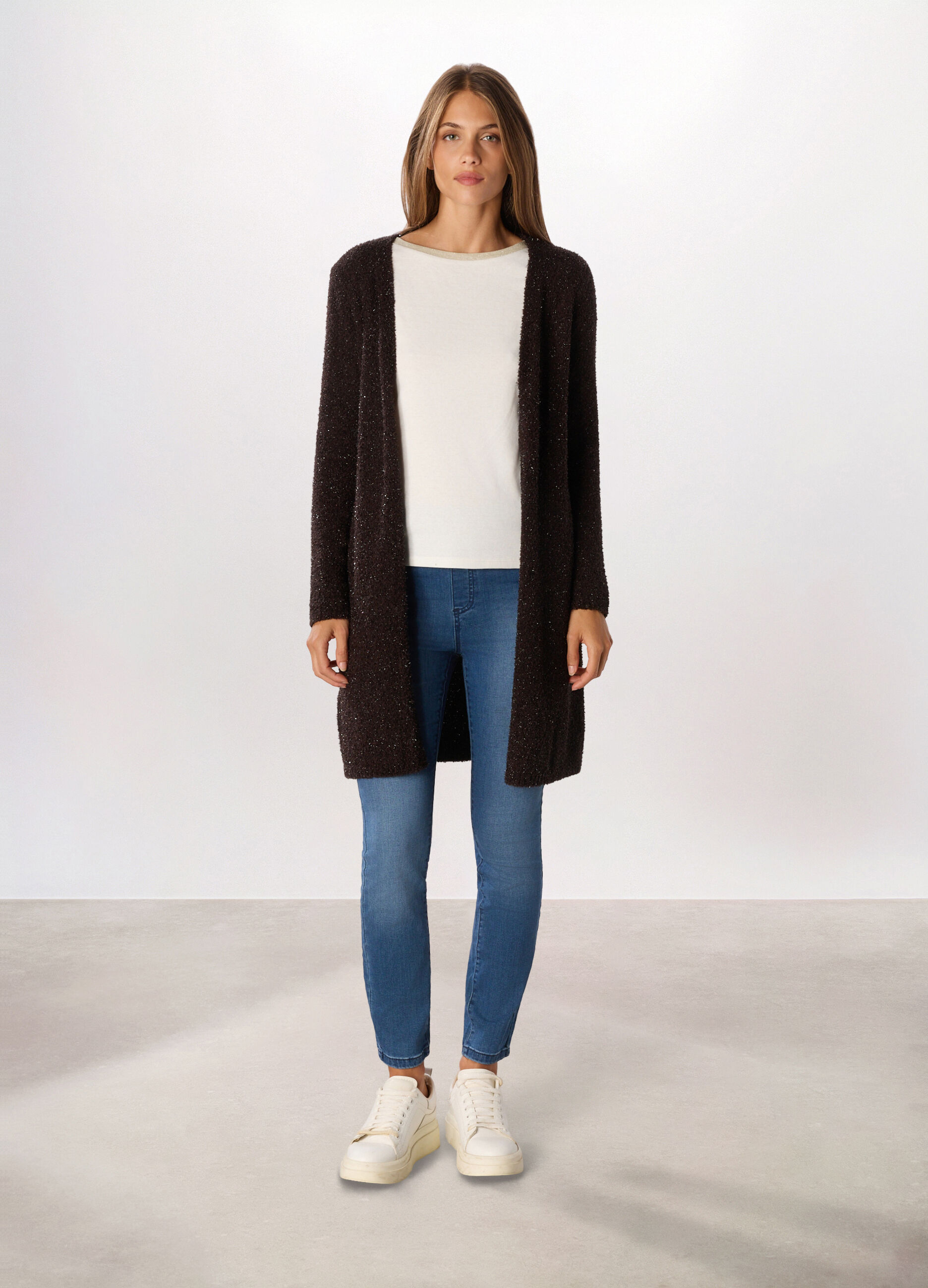 Cardigan tricot lungo donna_0