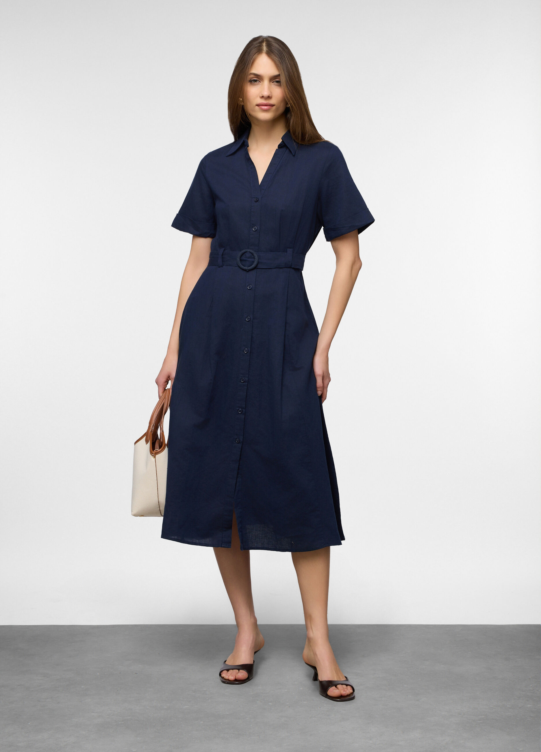 Abito lungo misto lino donna_0
