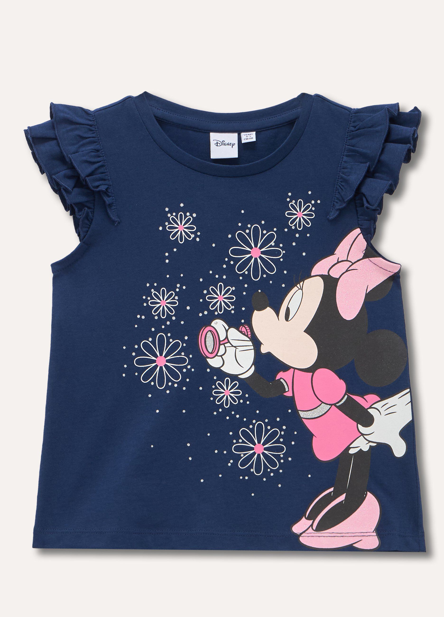 T-shirt Minnie in puro cotone con rouches bambina_0