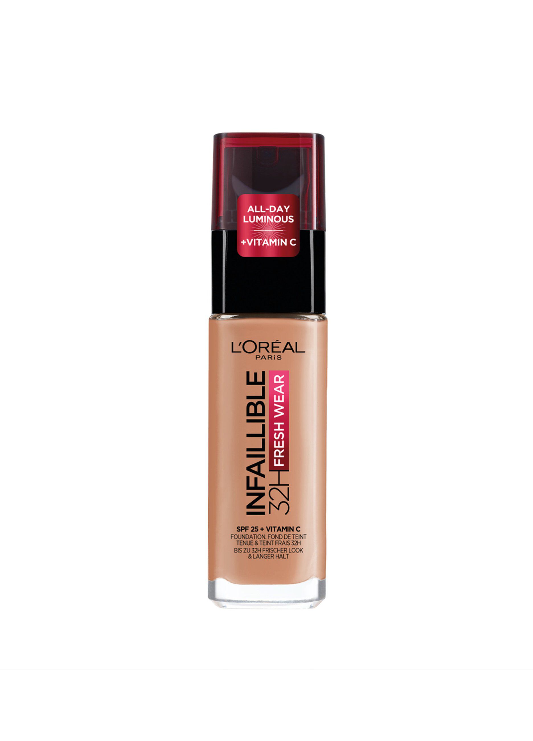 L'Oréal Paris Fondotinta Liquido Infaillible 32H, Coprente a Lunga Tenuta 32H, Formula Waterproof Idratante, 300 Ambre, 30ml._0