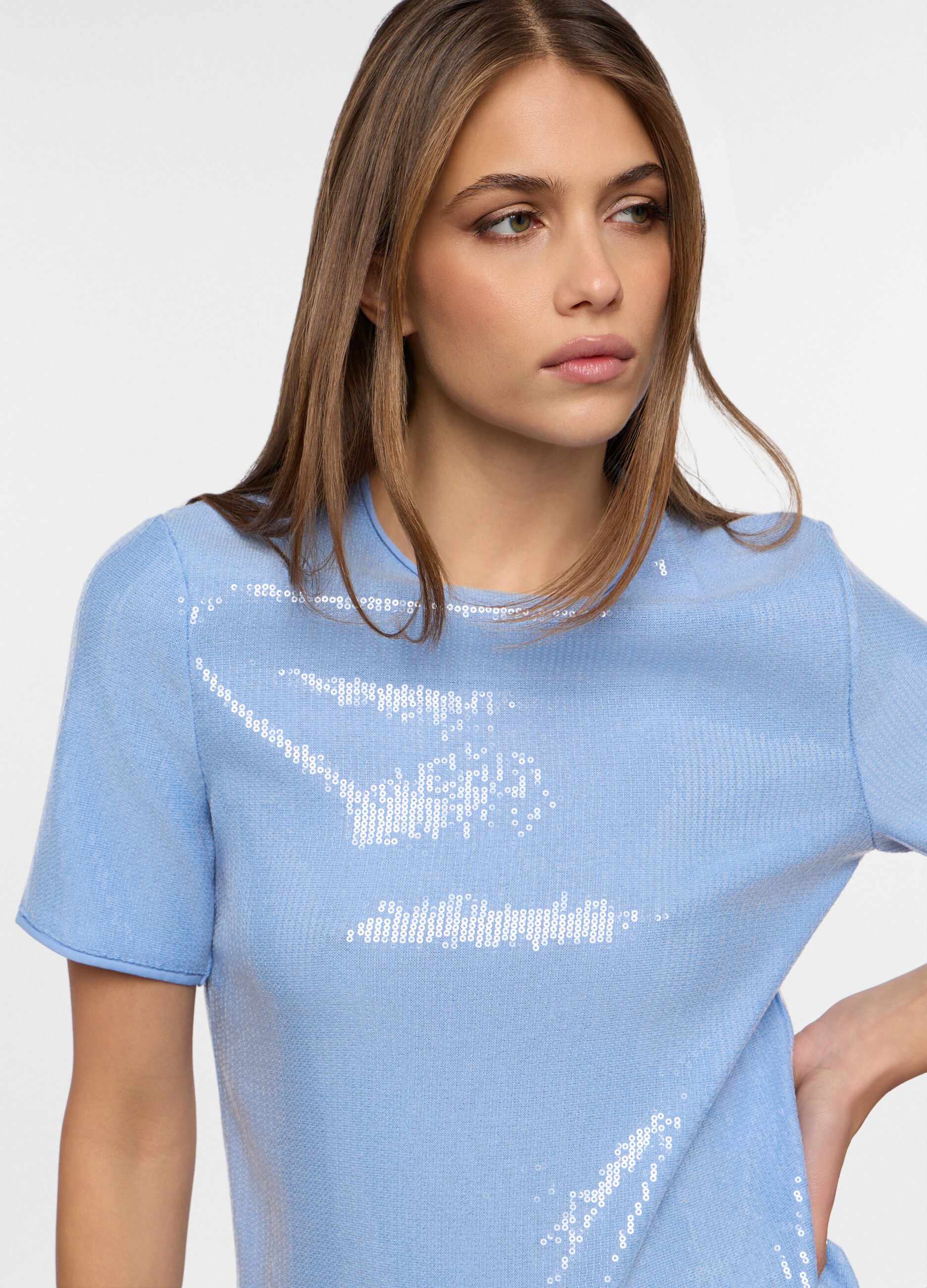 T-shirt con paillettes donna_2