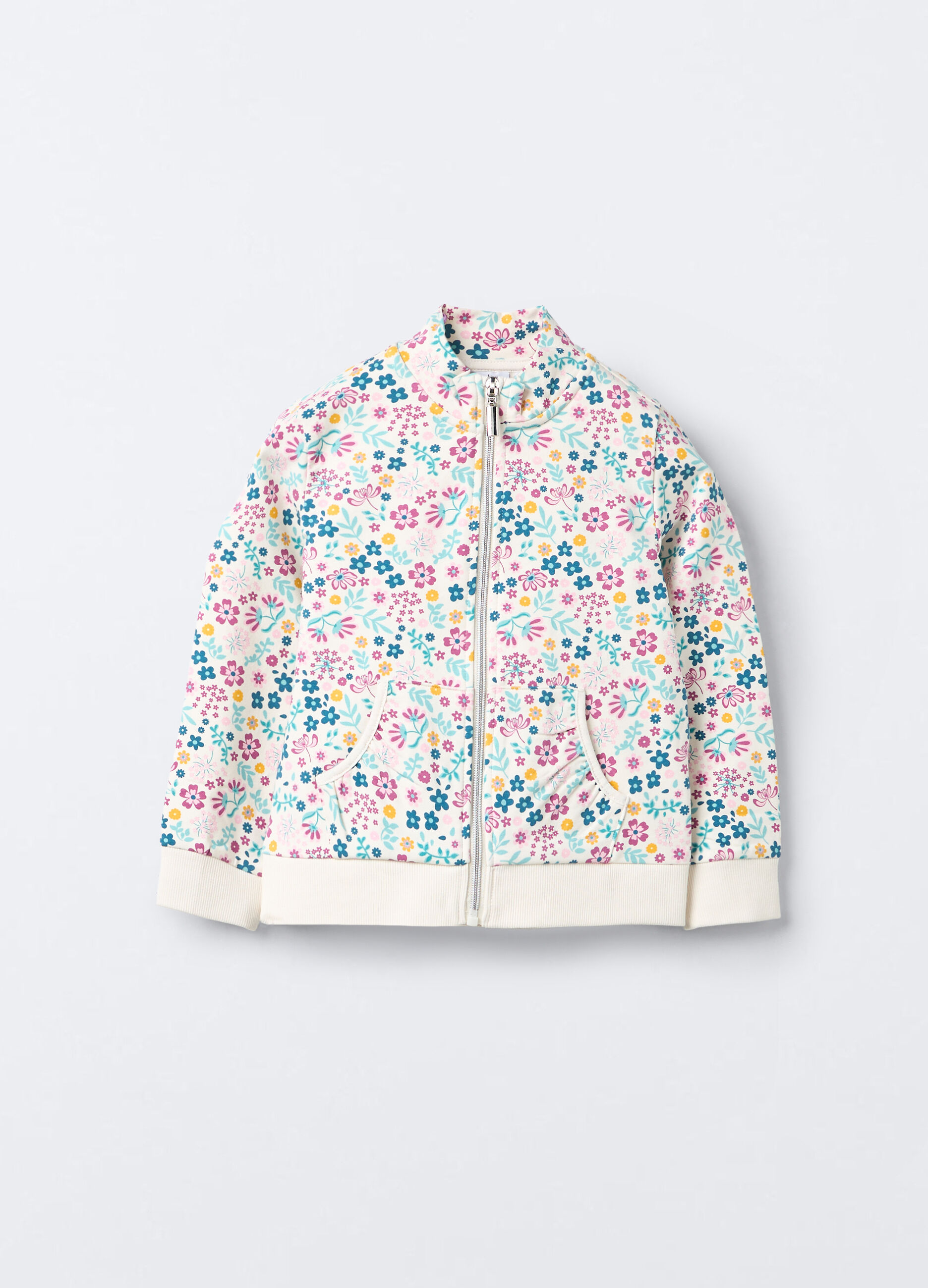 Felpa in cotone garzato stretch bambina_0