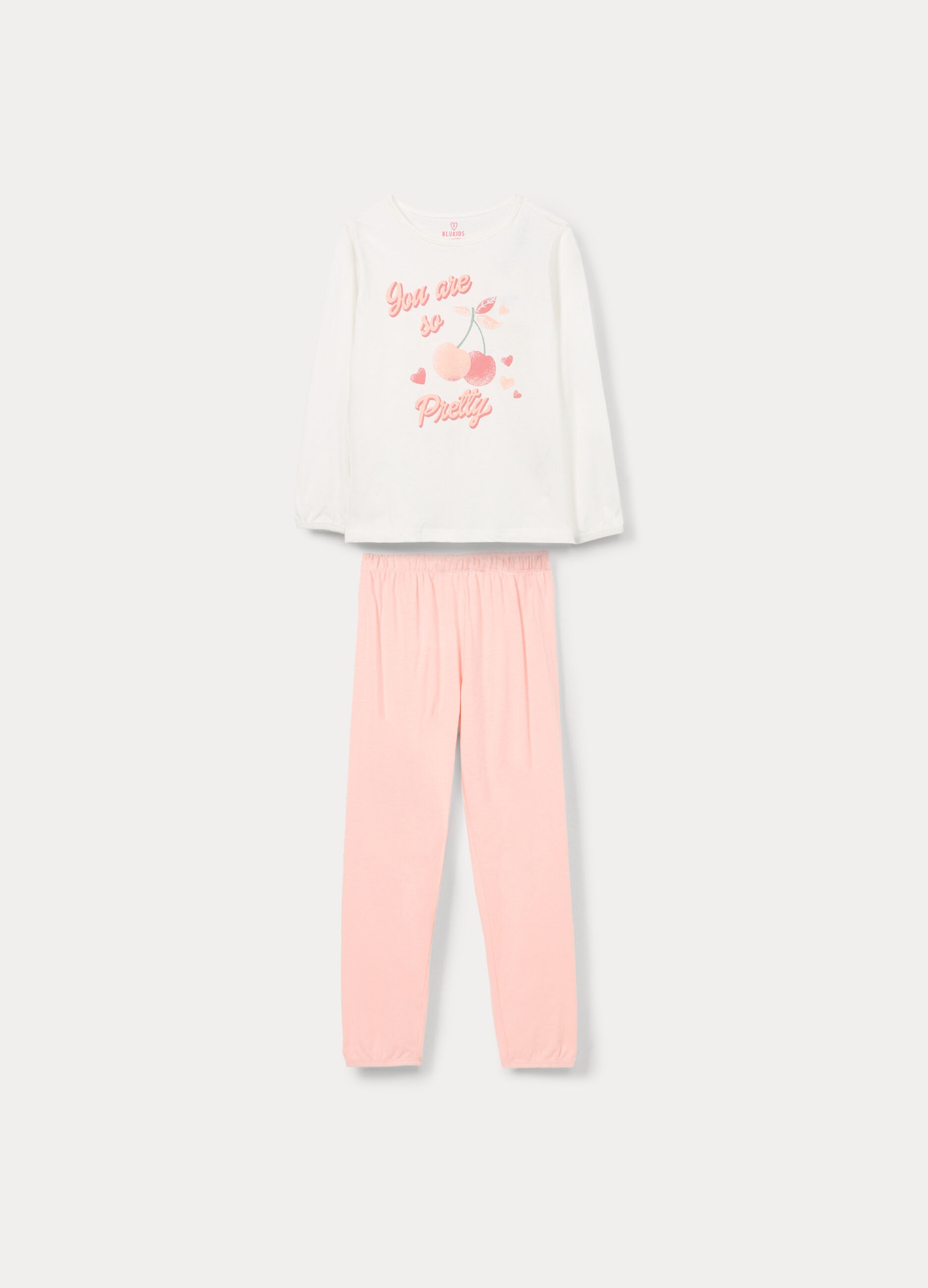 Set pigiama lungo in jersey di puro cotone bambina_0