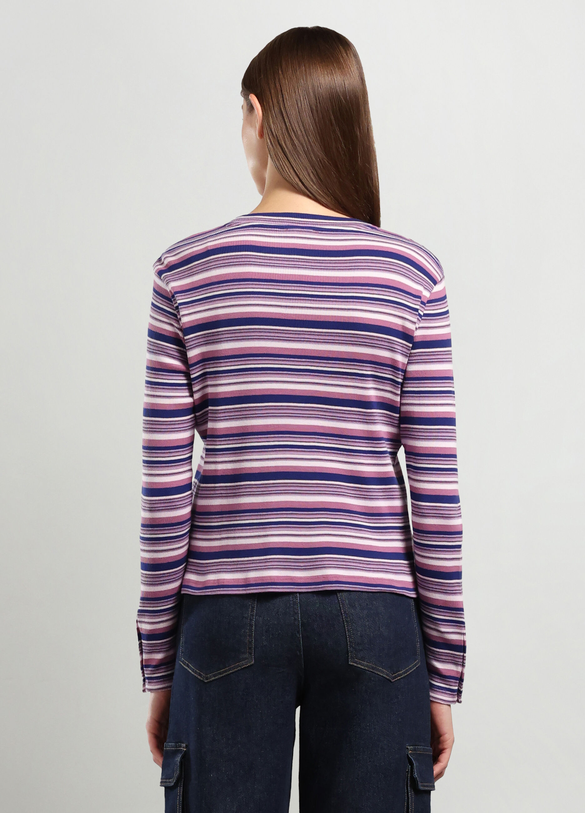 T-shirt in costina di puro cotone donna_1
