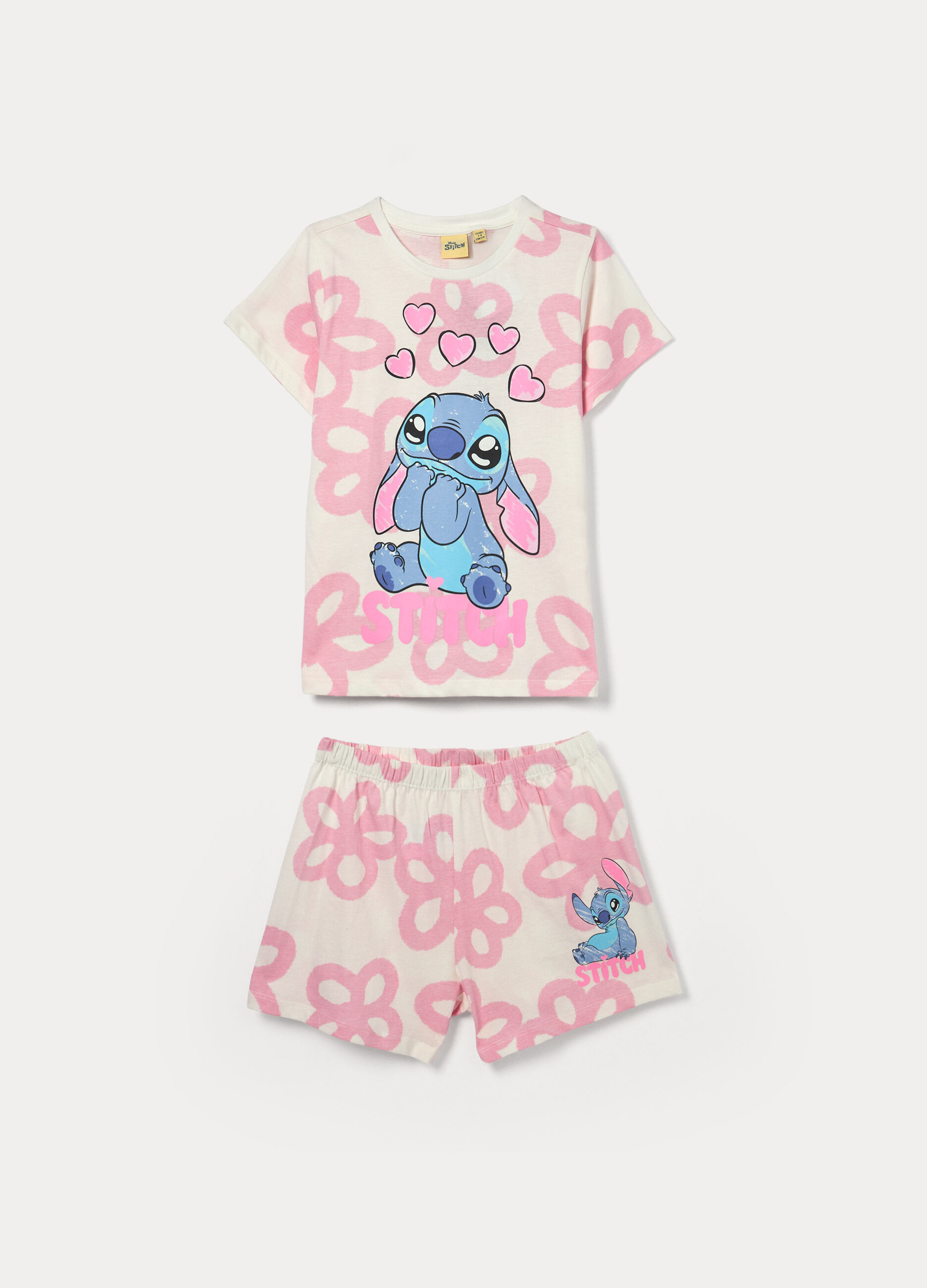Pigiama corto Stitch in jersey di puro cotone bambina_0