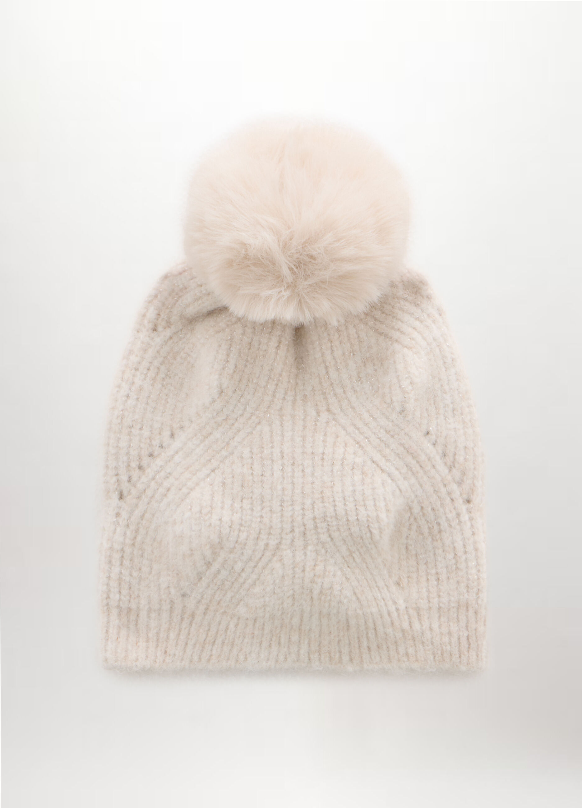 Berretto tricot con pon pom donna_0