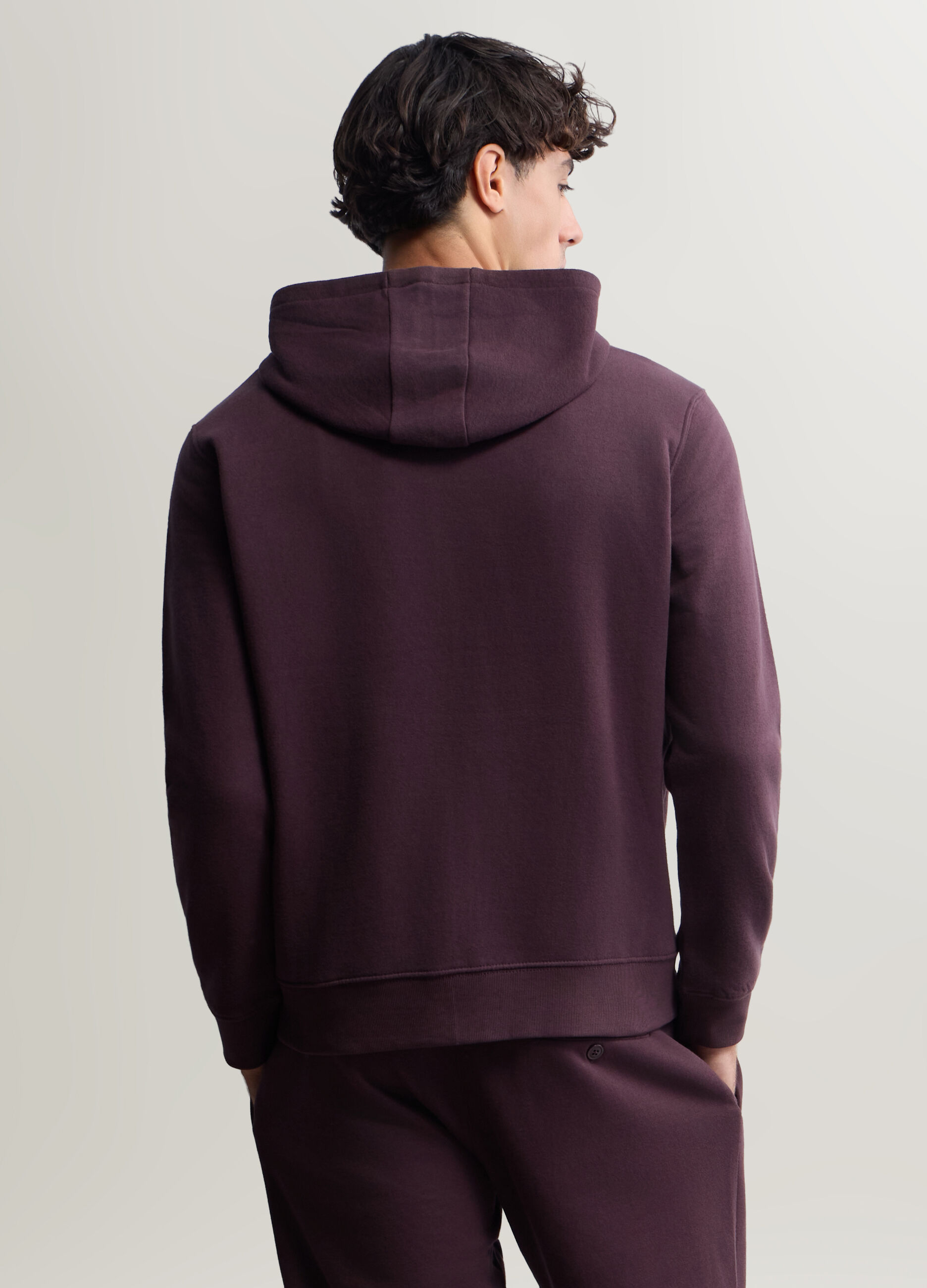 Felpa con zip e cappuccio in misto cotone uomo_1