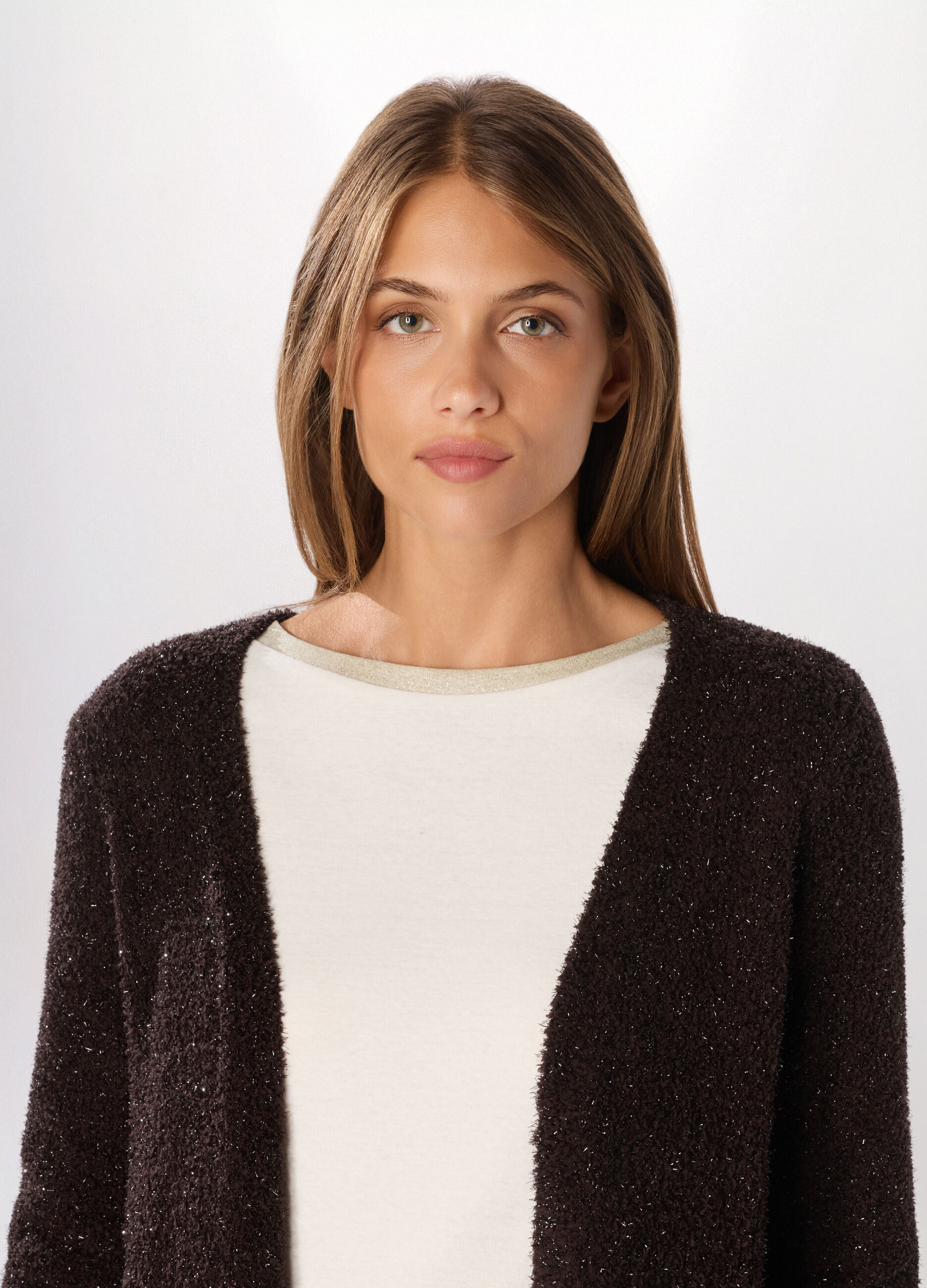 Cardigan tricot lungo donna_2