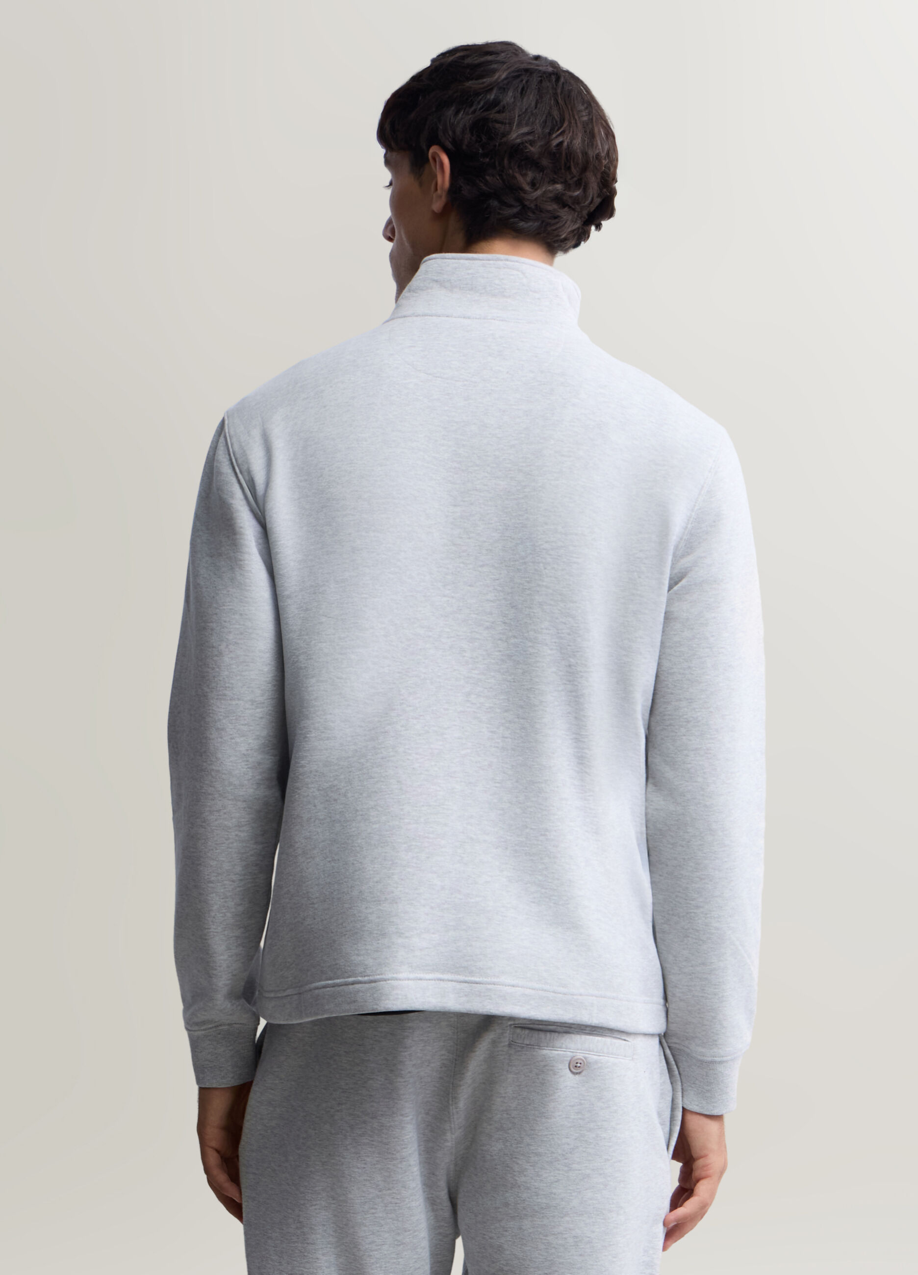 Felpa lupetto con mezza zip in misto cotone uomo_1