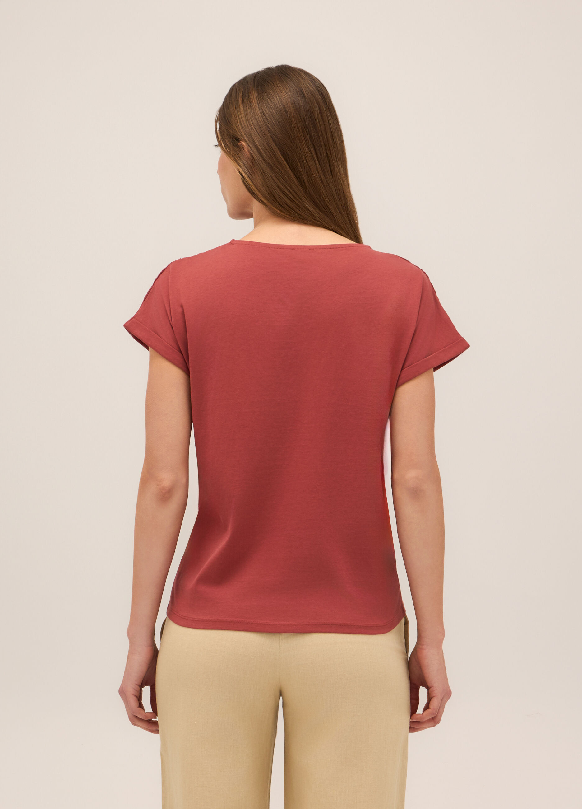 T-shirt in jersey di puro cotone donna_1