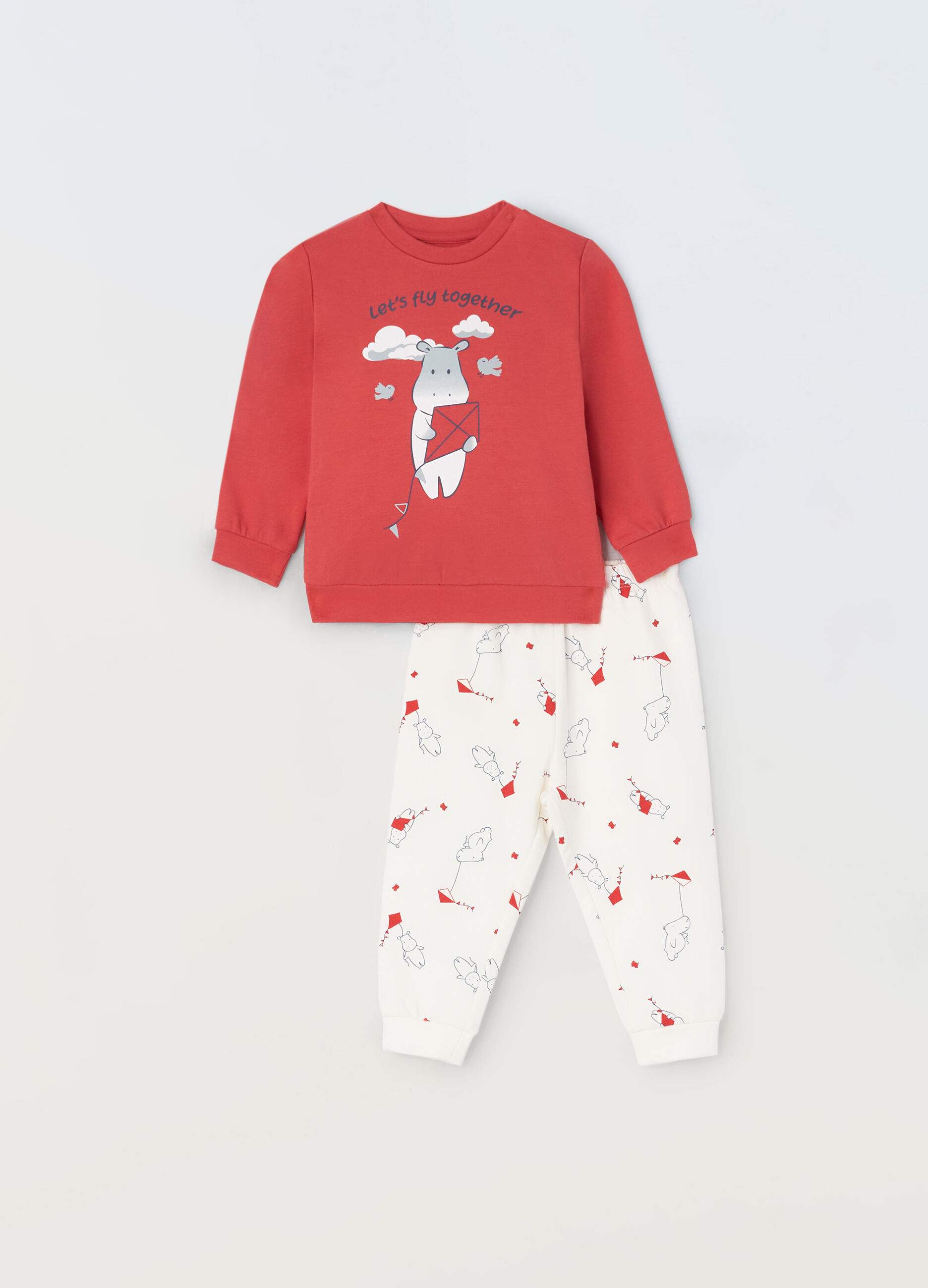 Set pigiama lungo in cotone fleece neonato_0