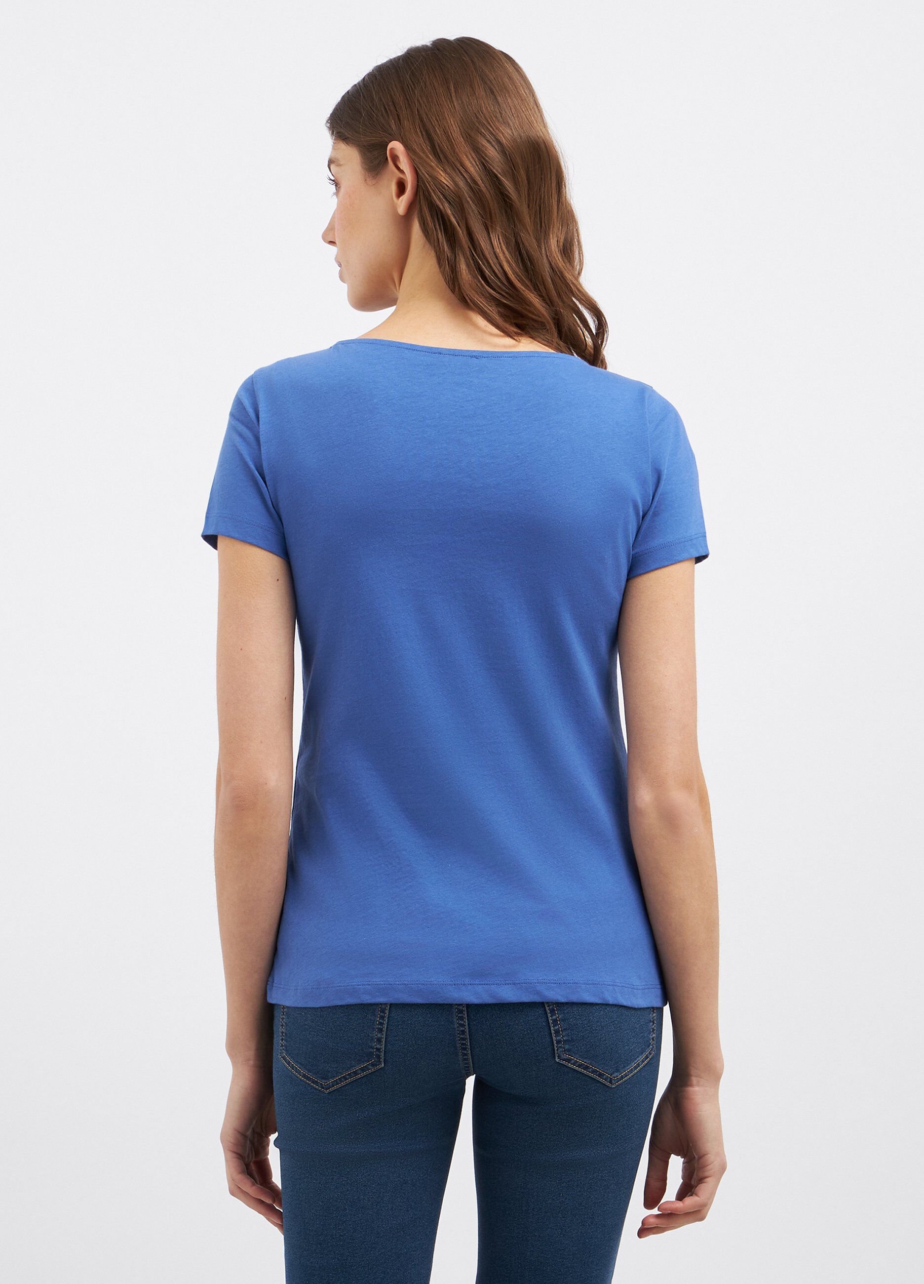 T-shirt in puro cotone con scollo a barchetta donna_1