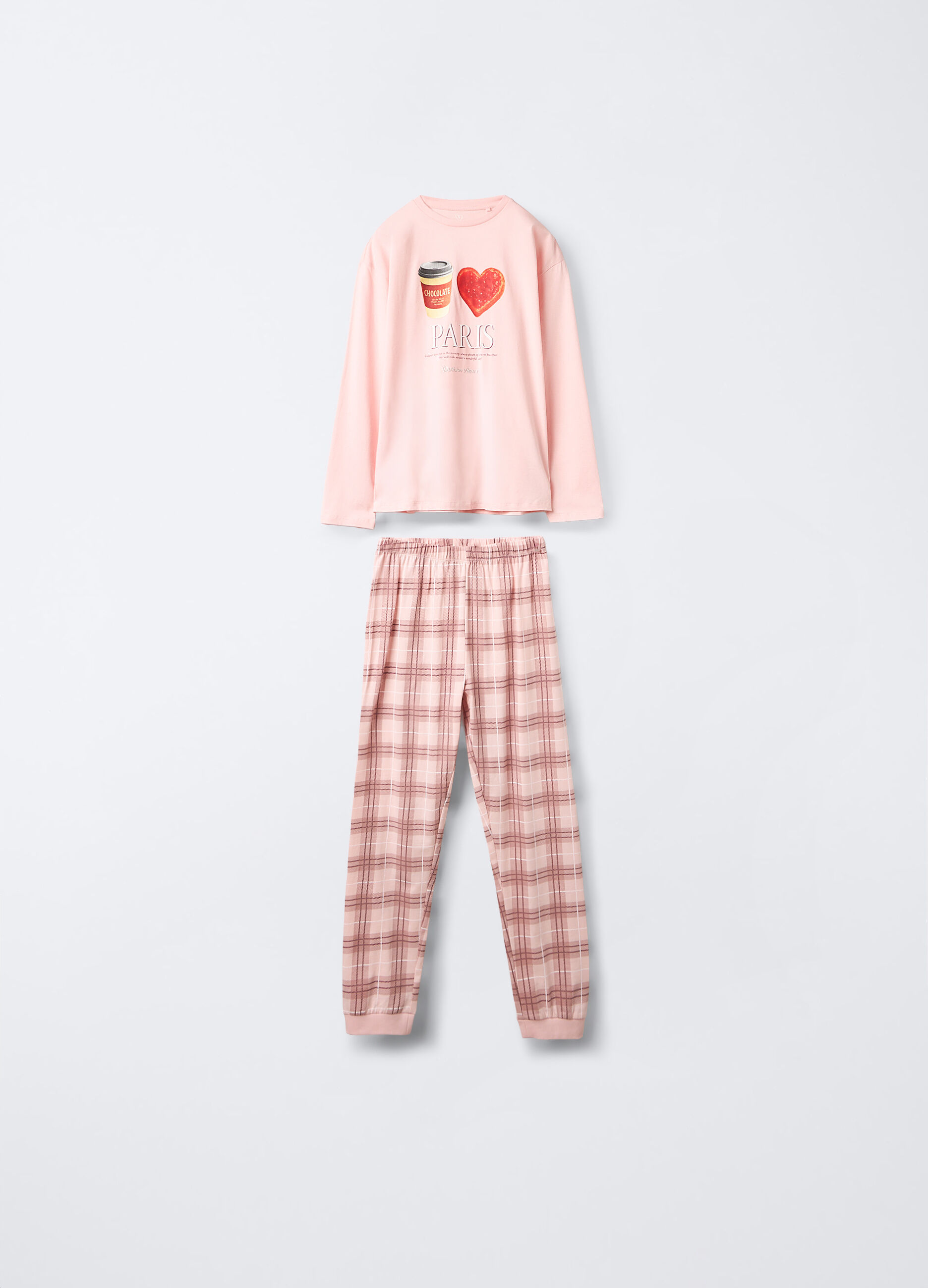 Set pigiama lungo in jersey di puro cotone ragazza_0