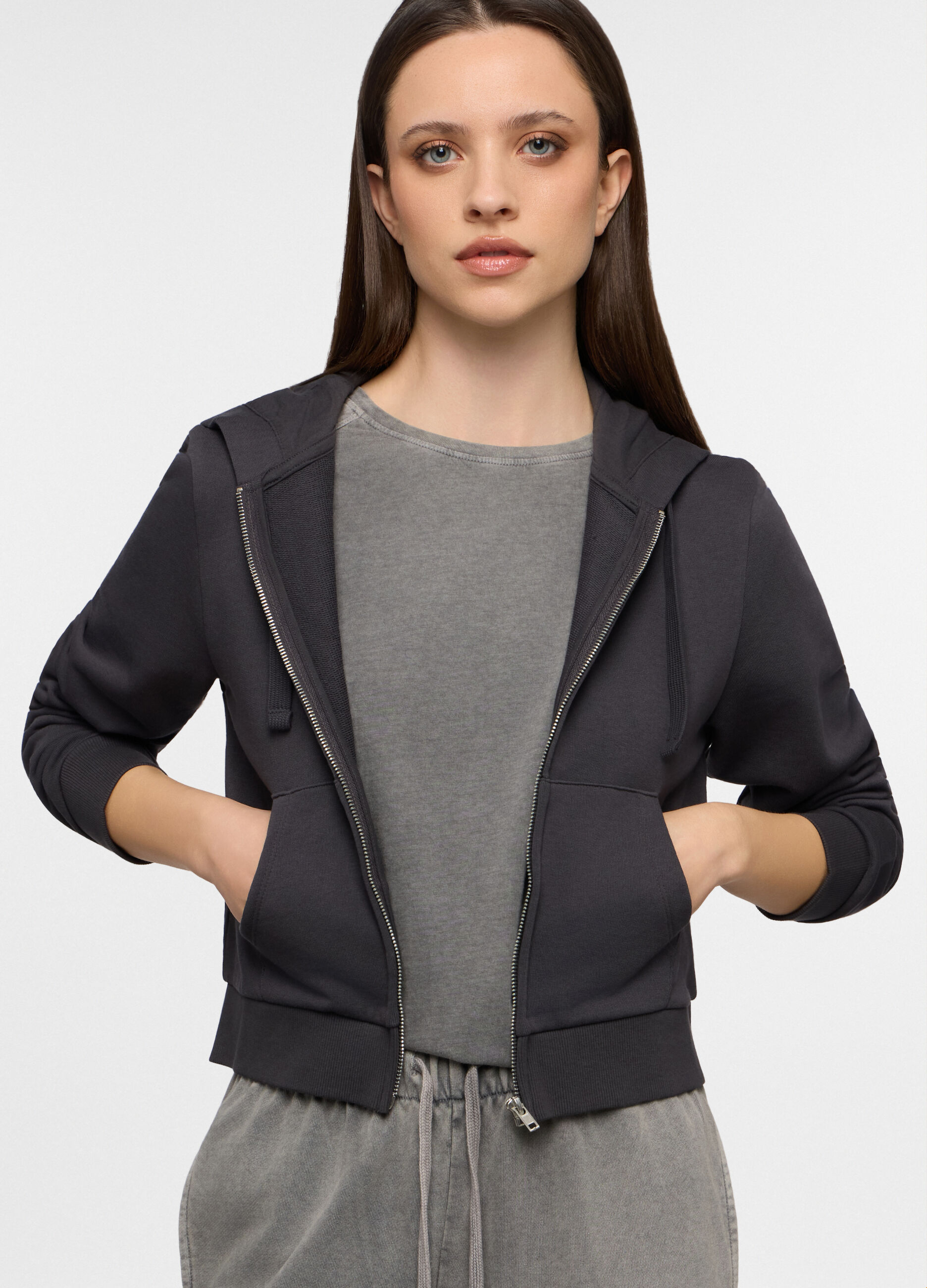 Felpa cropped fit in french terry donna_0