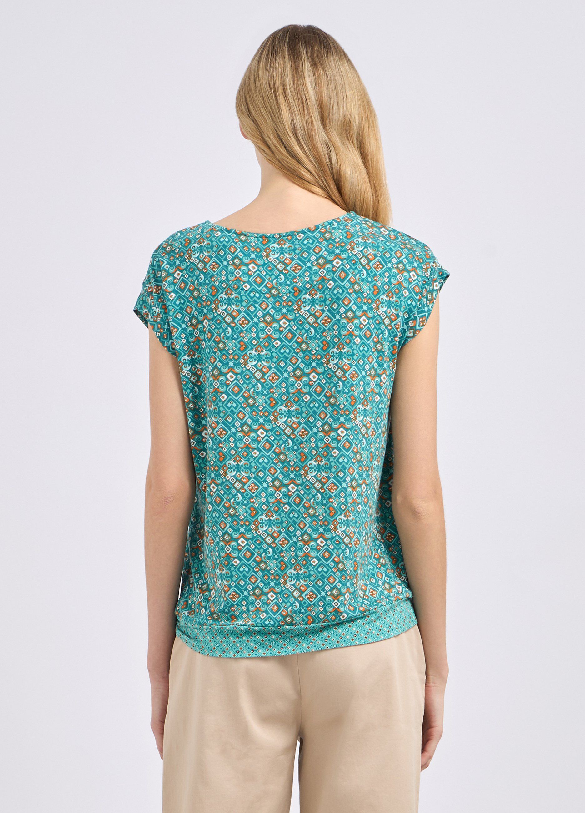 T-shirt in pura viscosa stretch con stampa donna_1