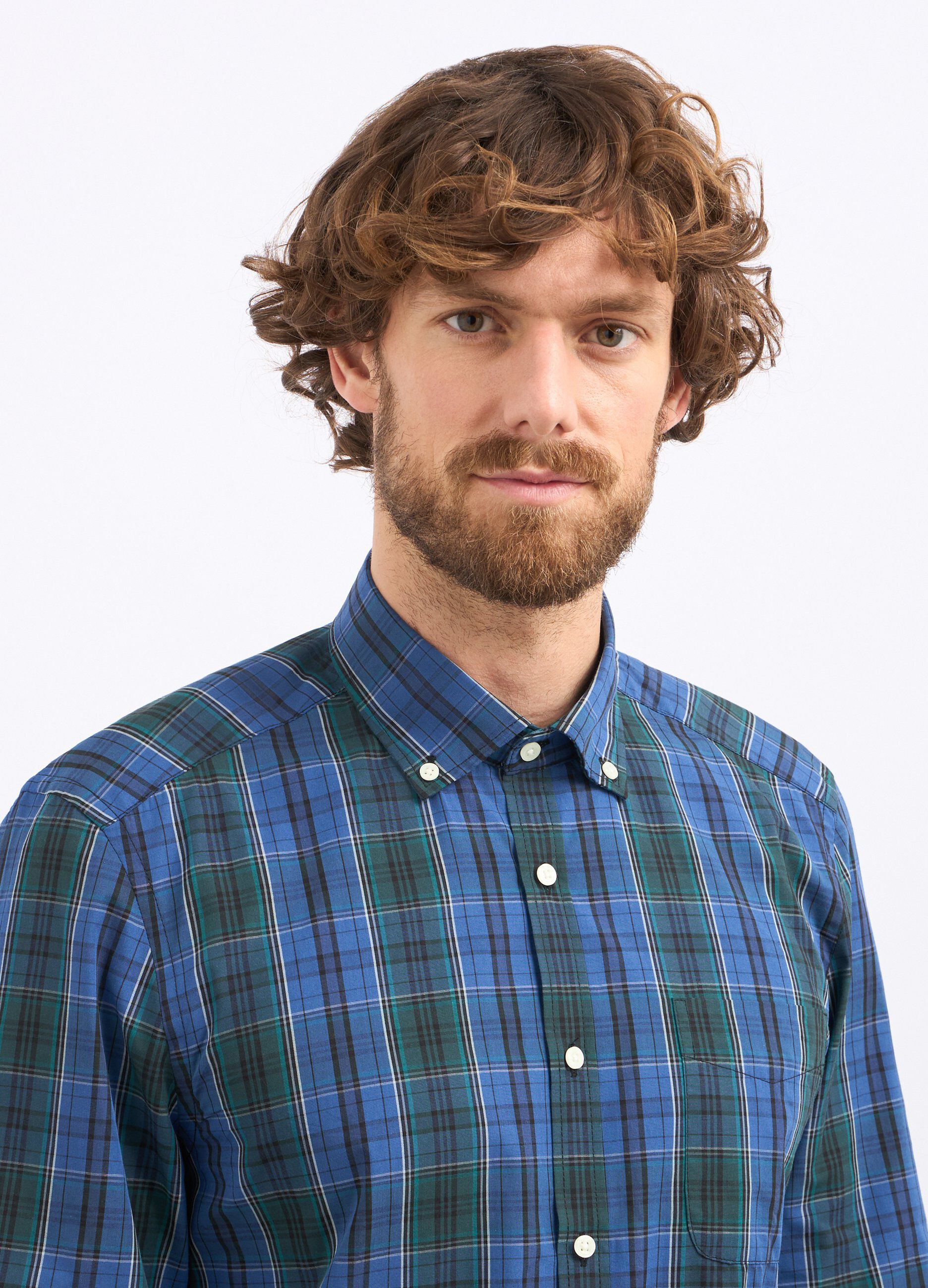Camicia a quadri in misto cotone uomo_2