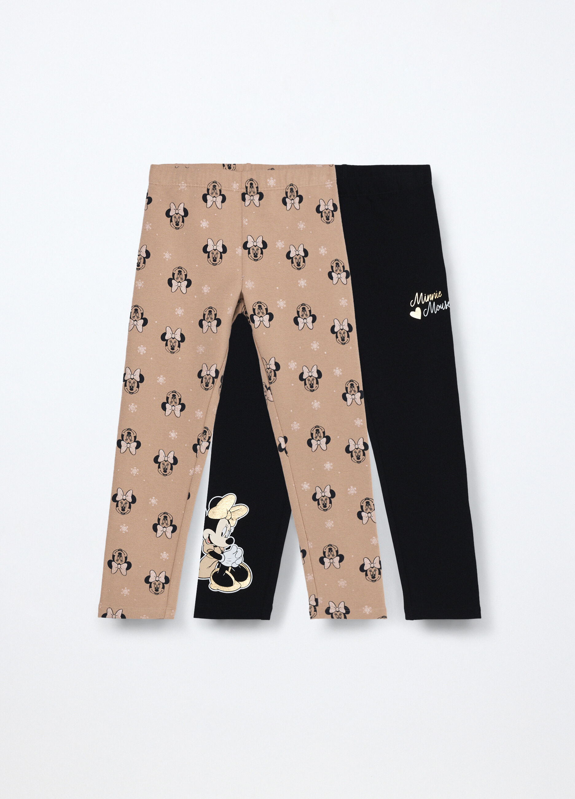 Pack 2 leggings in cotone fleece stretch bambina_0