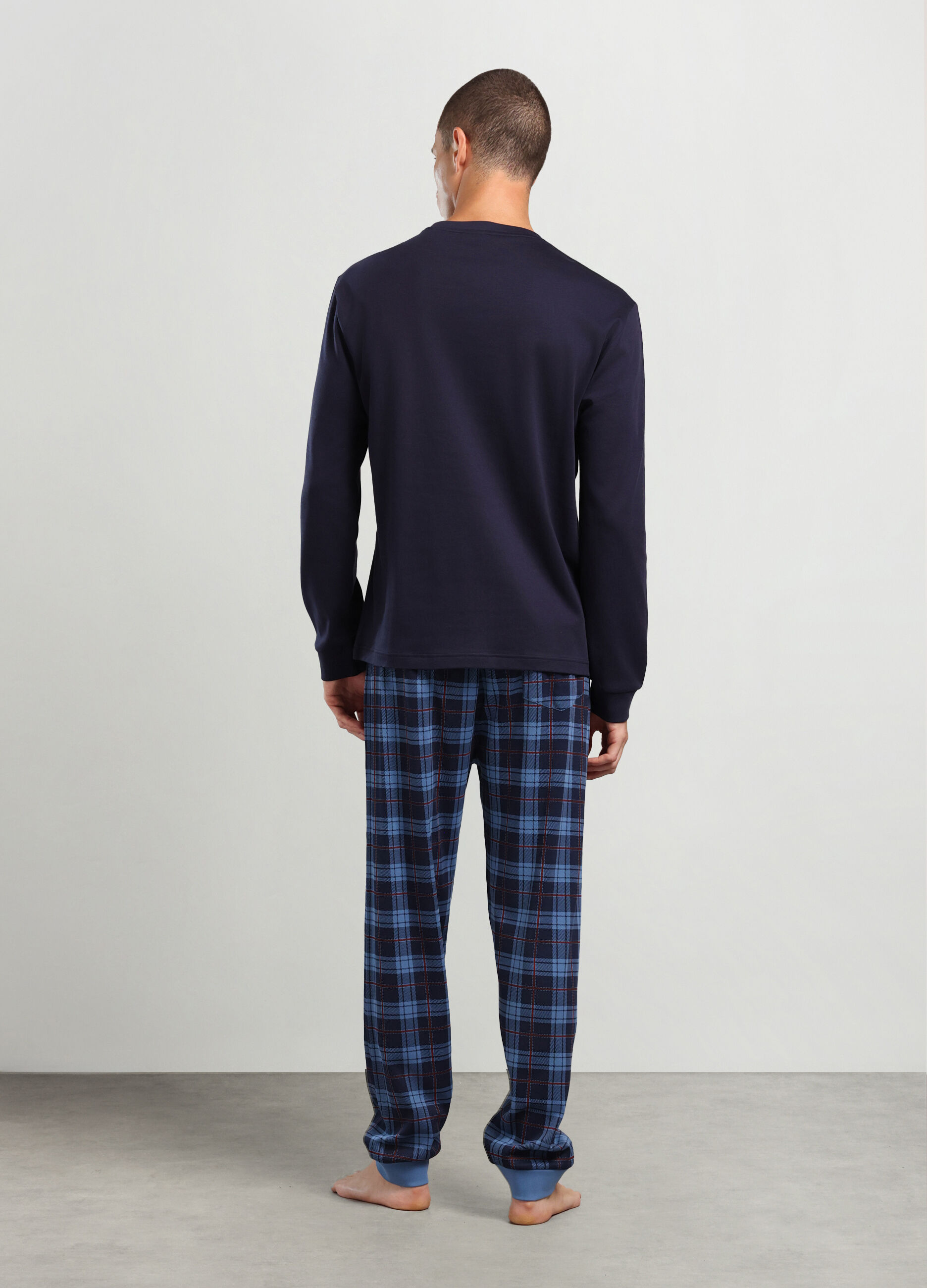 Pigiama lungo con stampa in puro cotone uomo_1