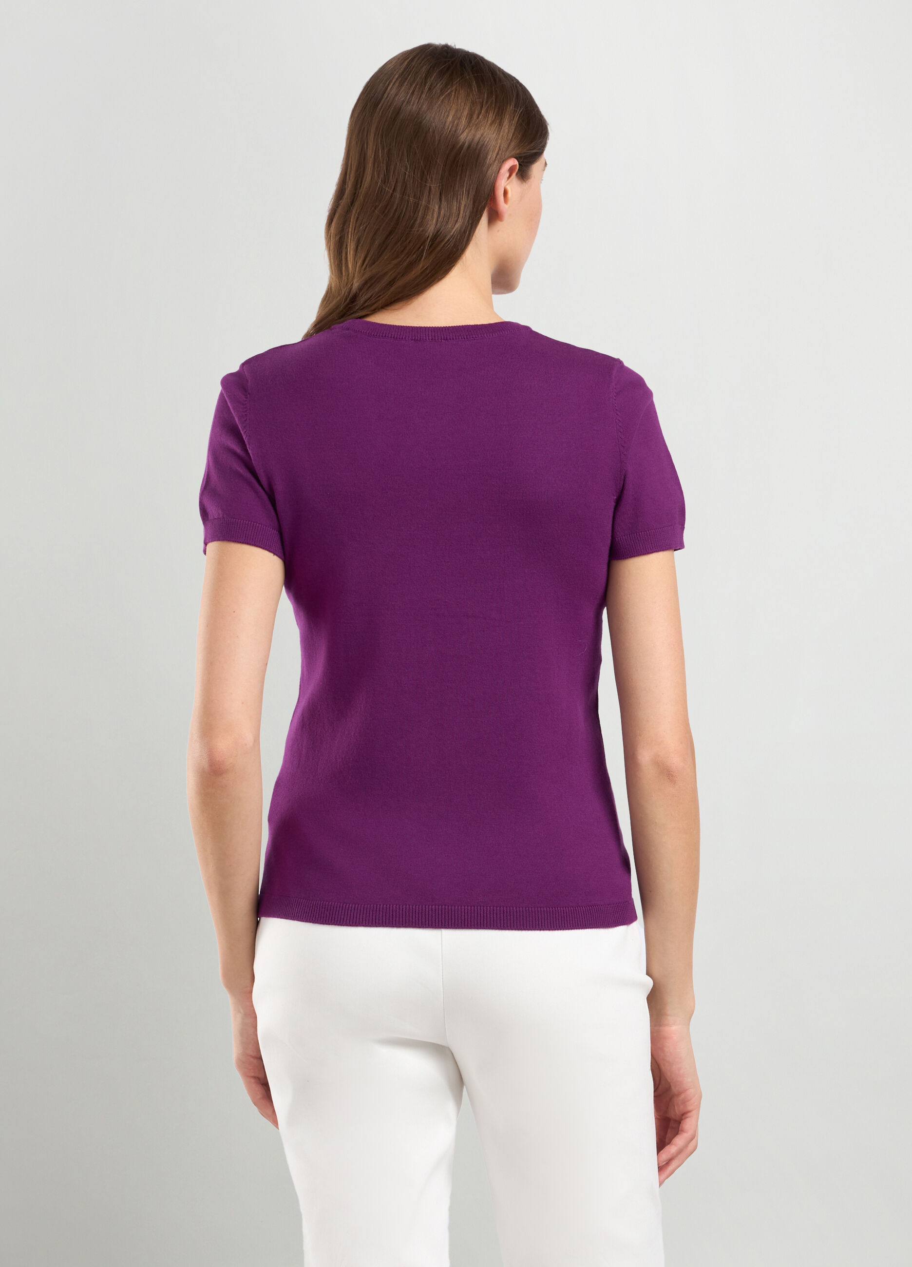 Tricot misto cotone a maniche corte donna_1