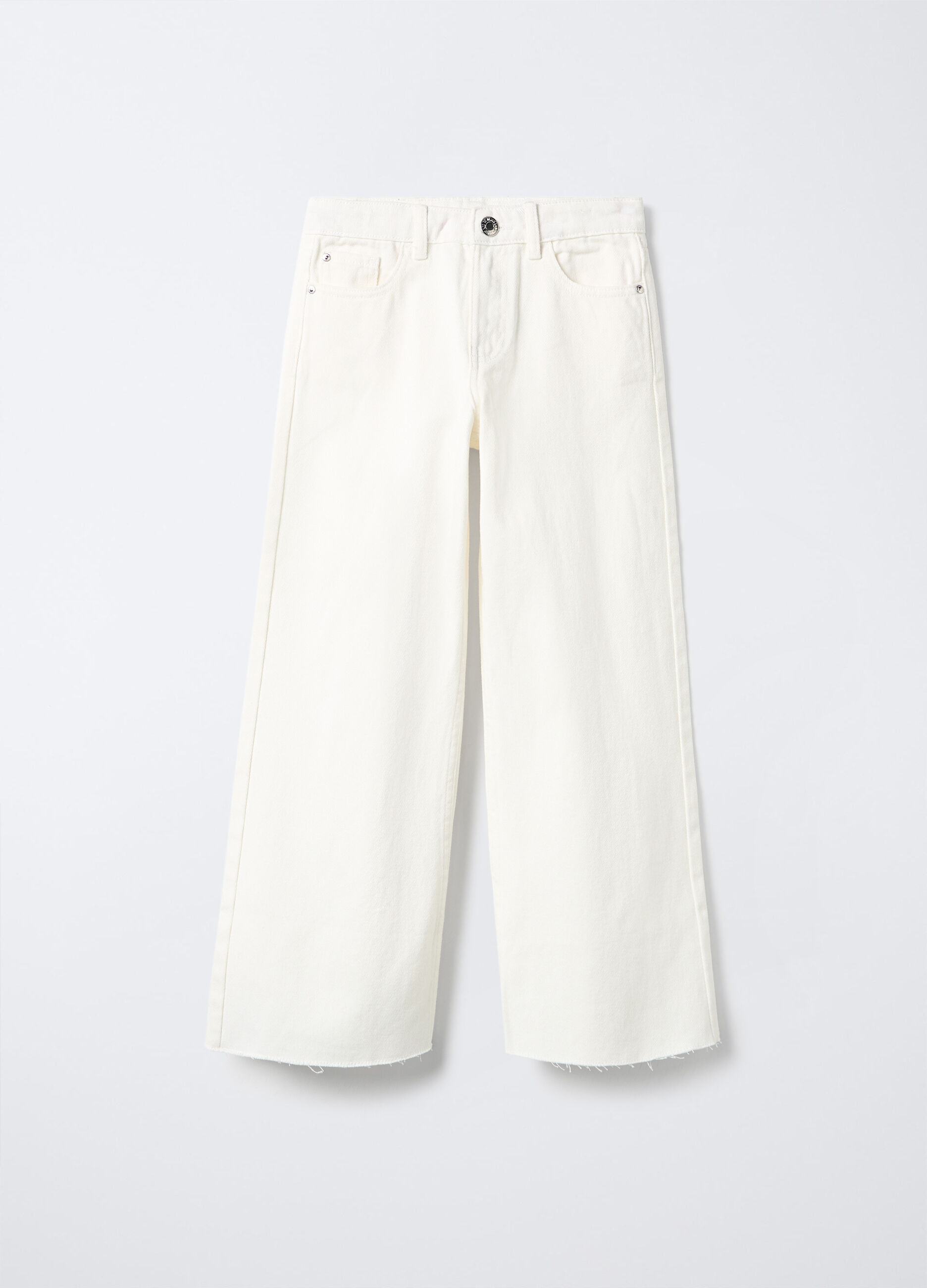 Pantaloni in denim di puro cotone Wide Leg ragazza_0