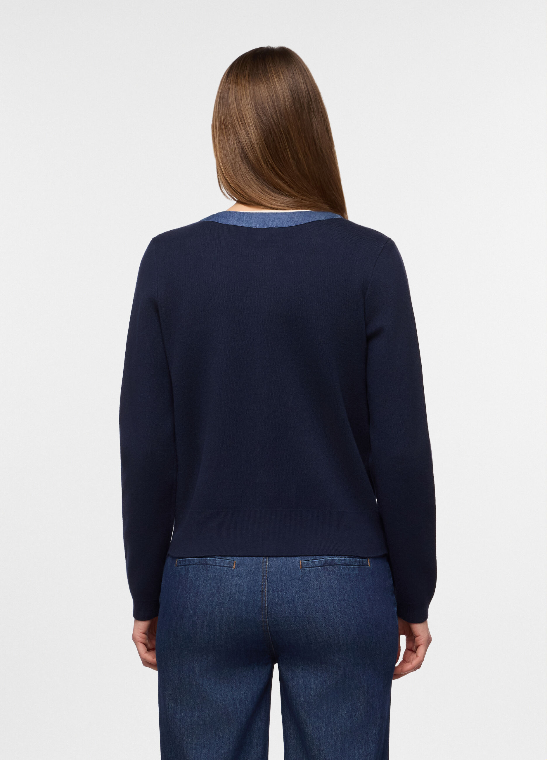 Cardigan girocollo misto viscosa donna_1