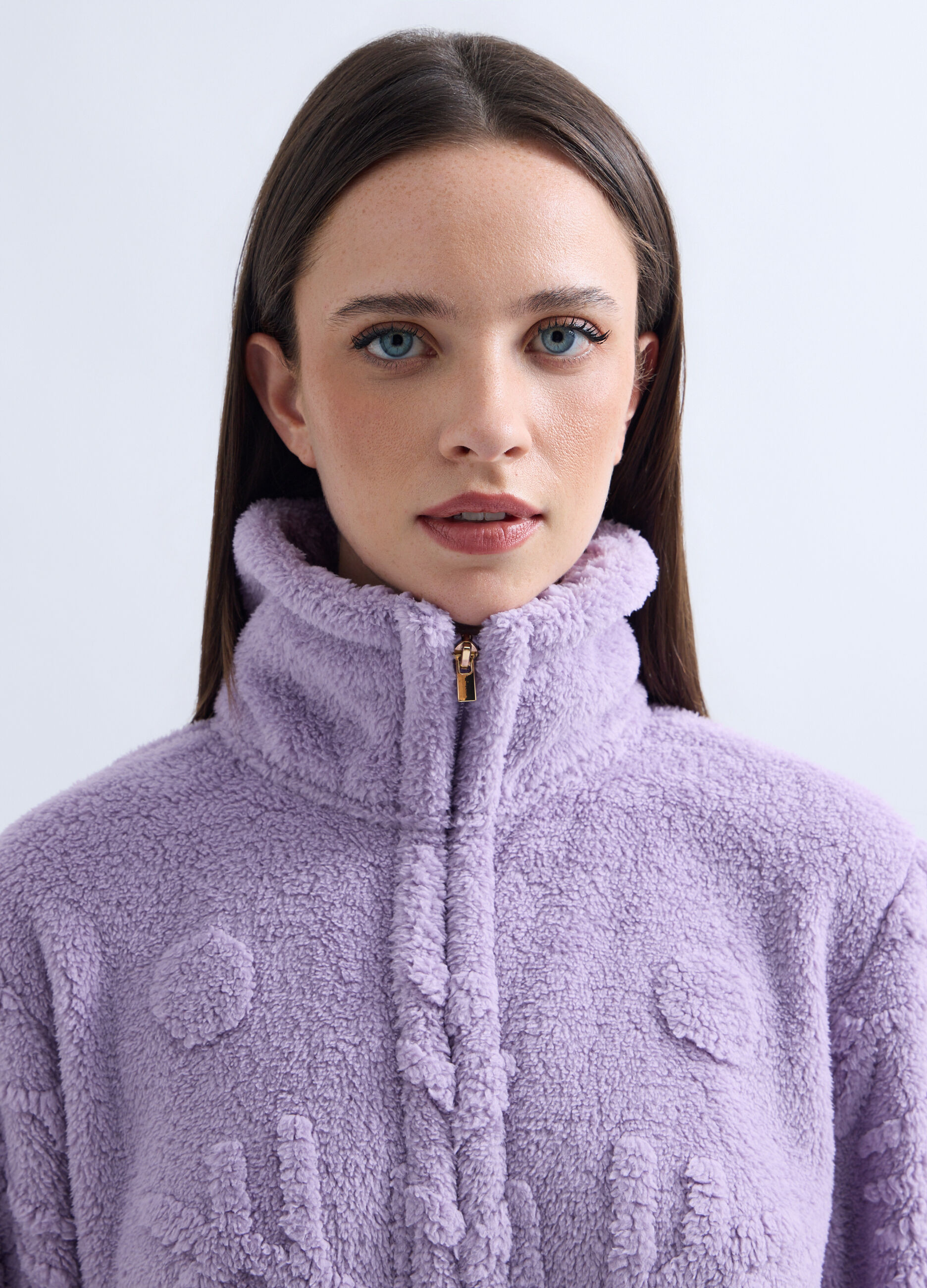 Vestaglia corta in eco fur donna_2