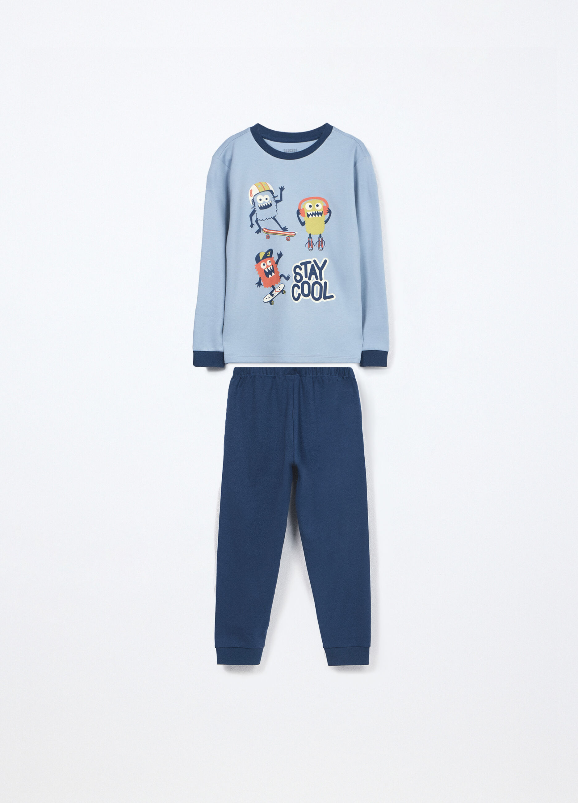 Set pigiama lungo in interlock di puro cotone bambino_0