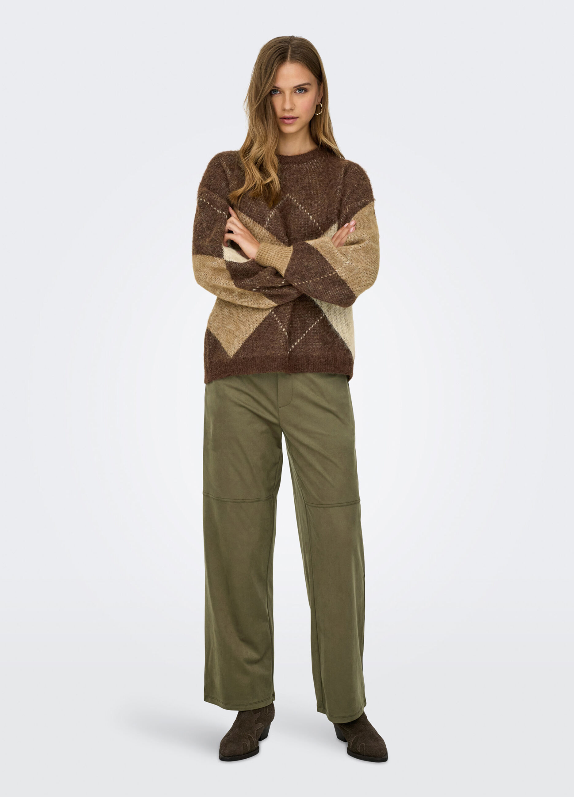 Pullover jaquard a quadri donna_2