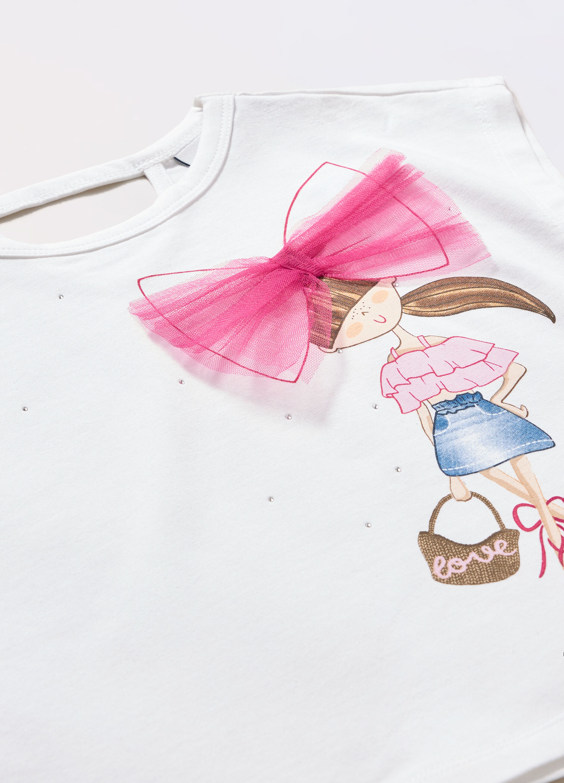 T-shirt in jersey di cotone stretch bambina_1