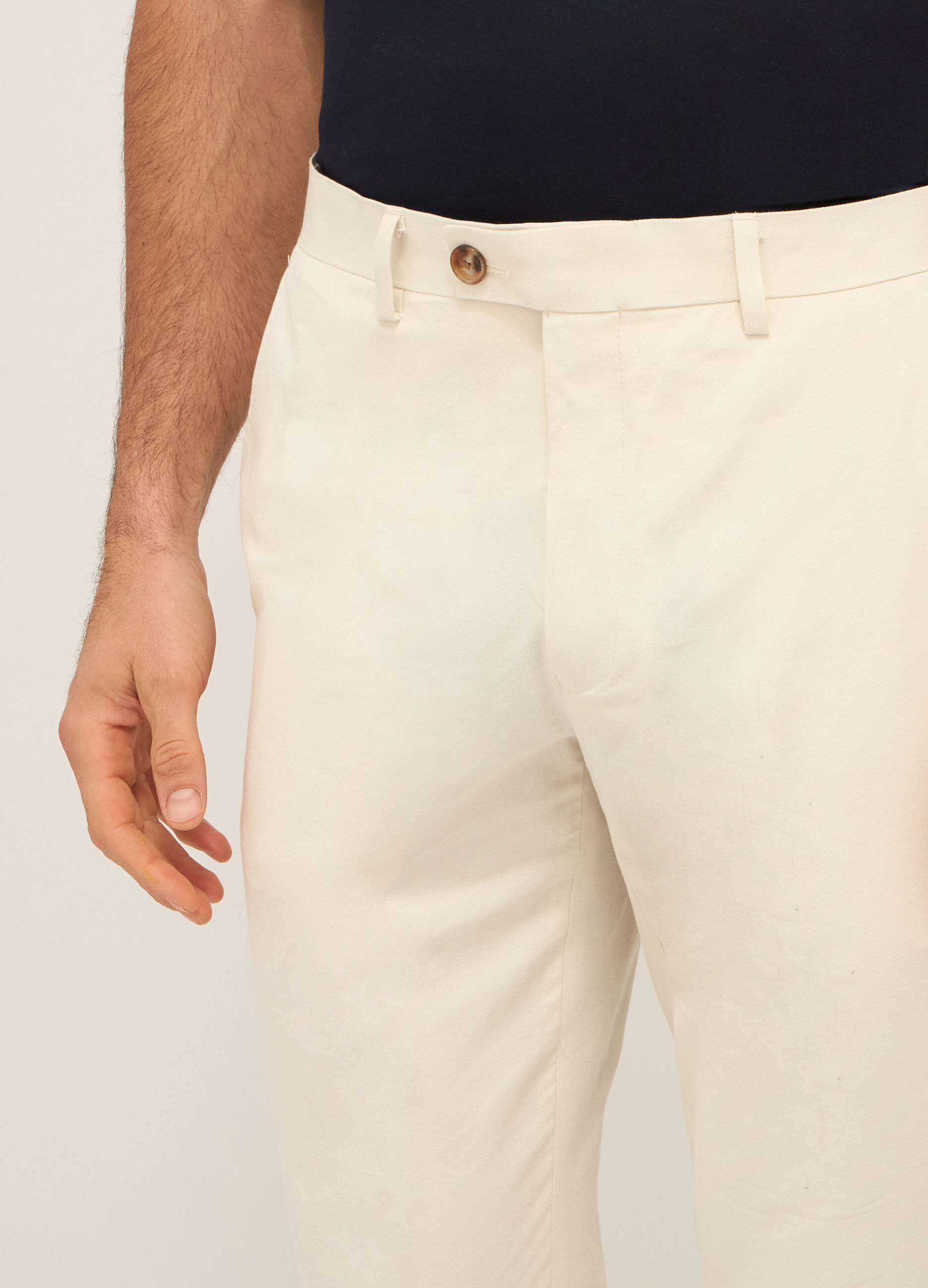 Pantaloni chino slim fit in cotone e lino uomo_2